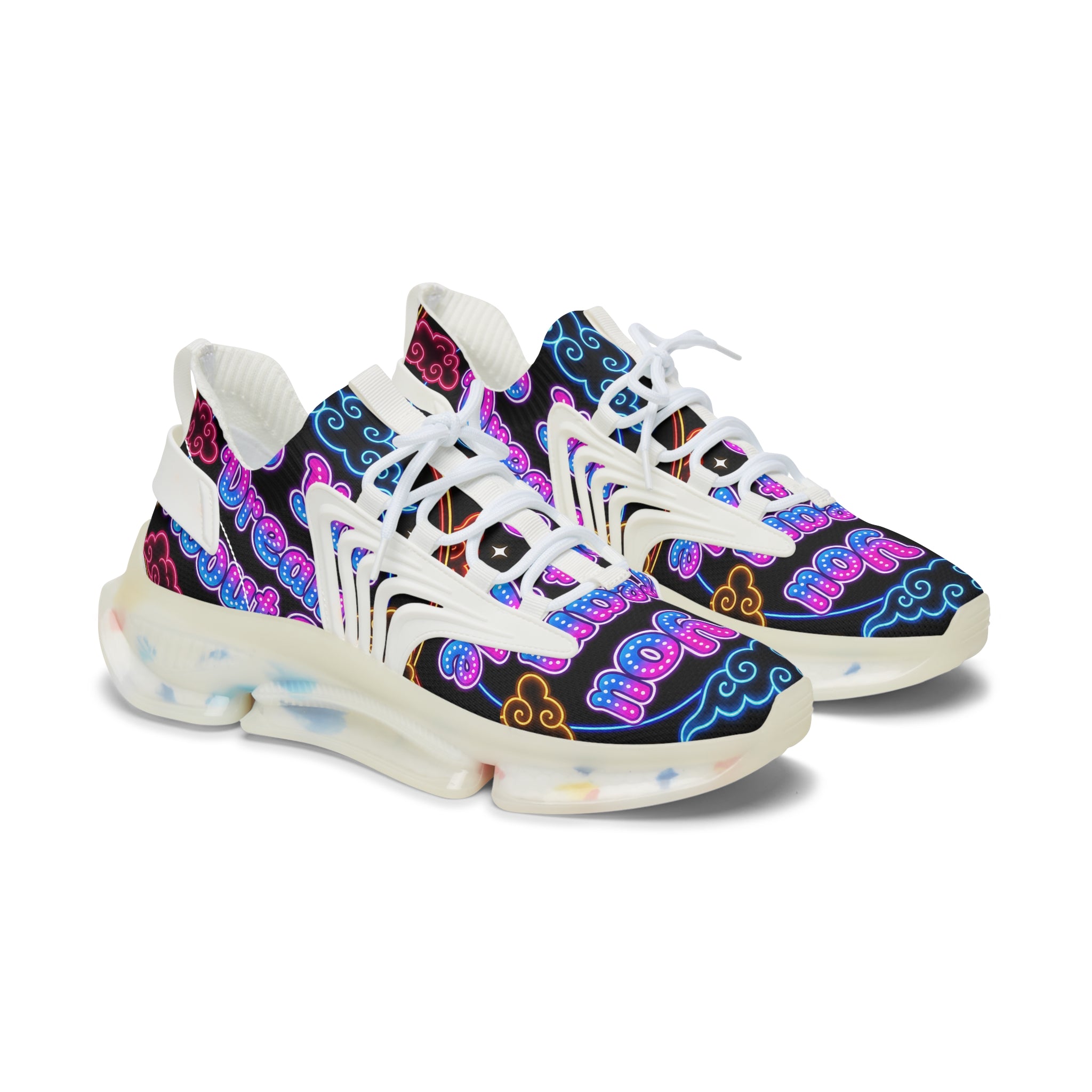 Women's Mesh Sneakers — Neon Cloud 'Do You Dream' Athletic Shoes