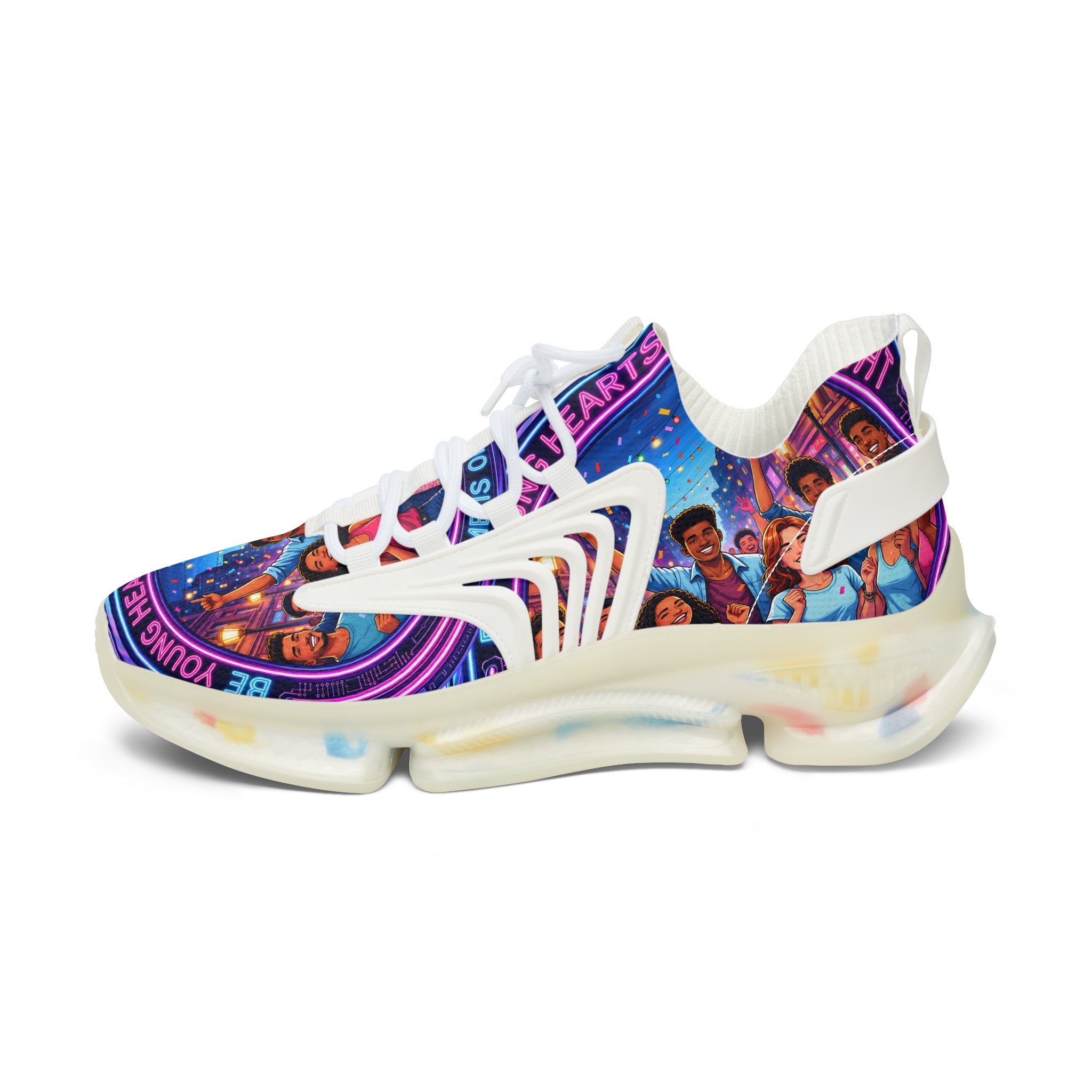 Women’s Mesh Sneakers — Colorful 'Be Young Of Hearts of the Night' Graphic Athletic Shoes