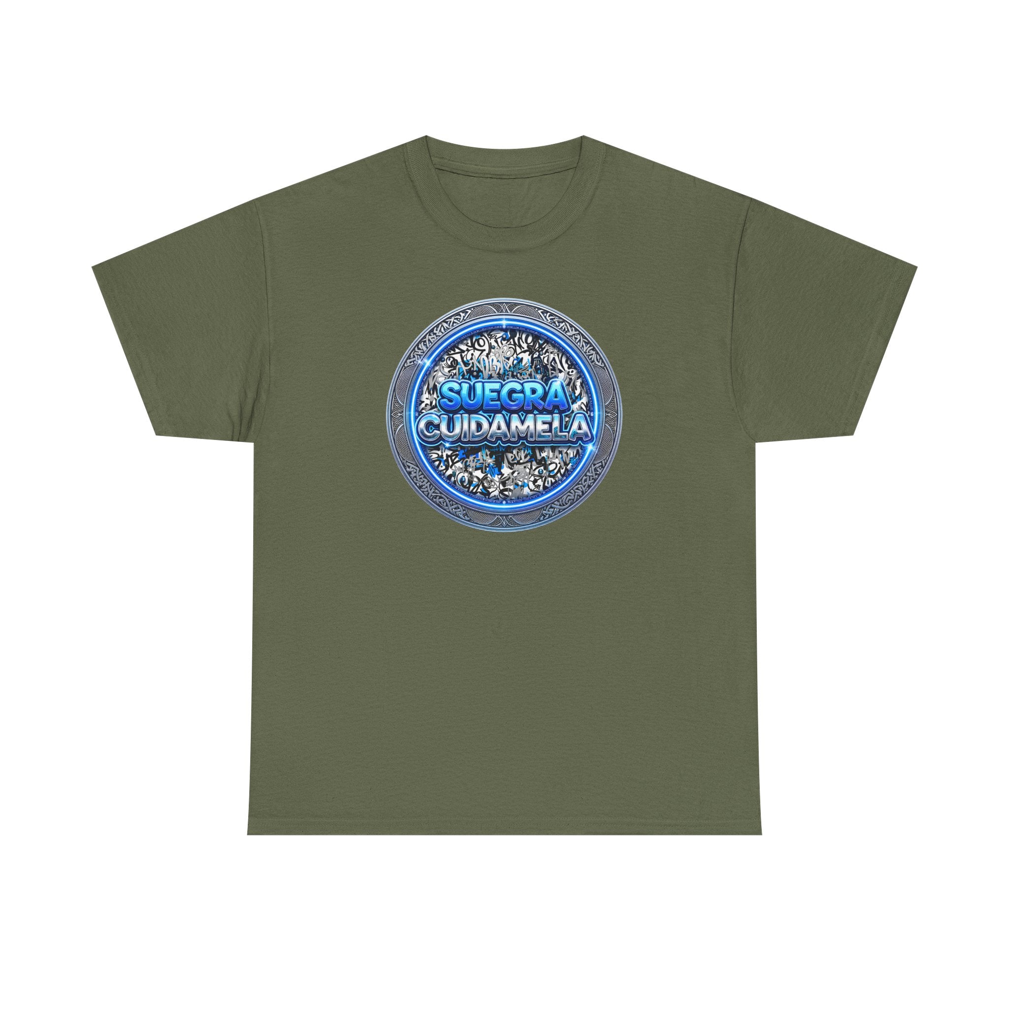 T-Shirt — Suegra Cuídame (Blue Floral Emblem)