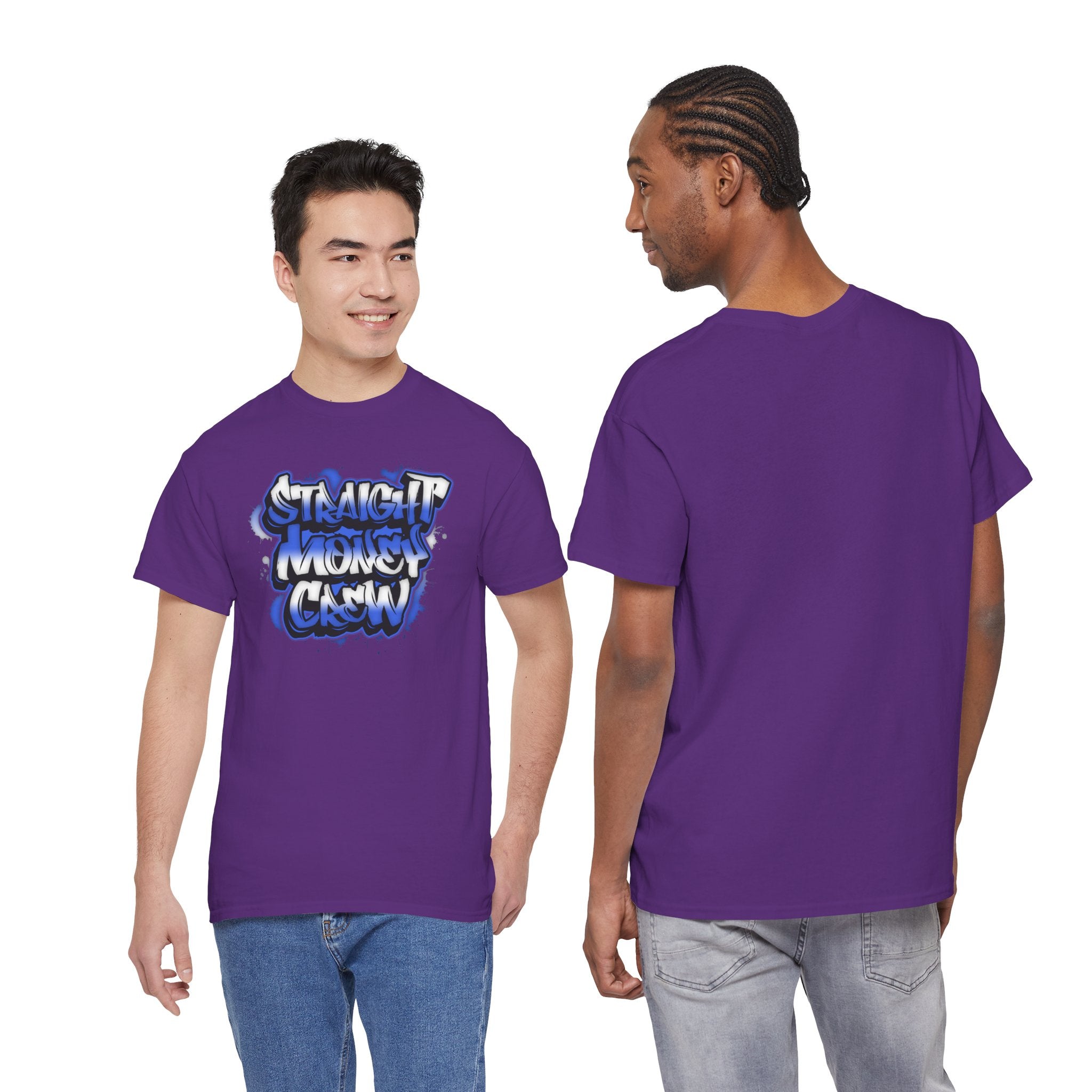 T-Shirt — "Stackin' Money Crew" Blue Graffiti Graphic Tee