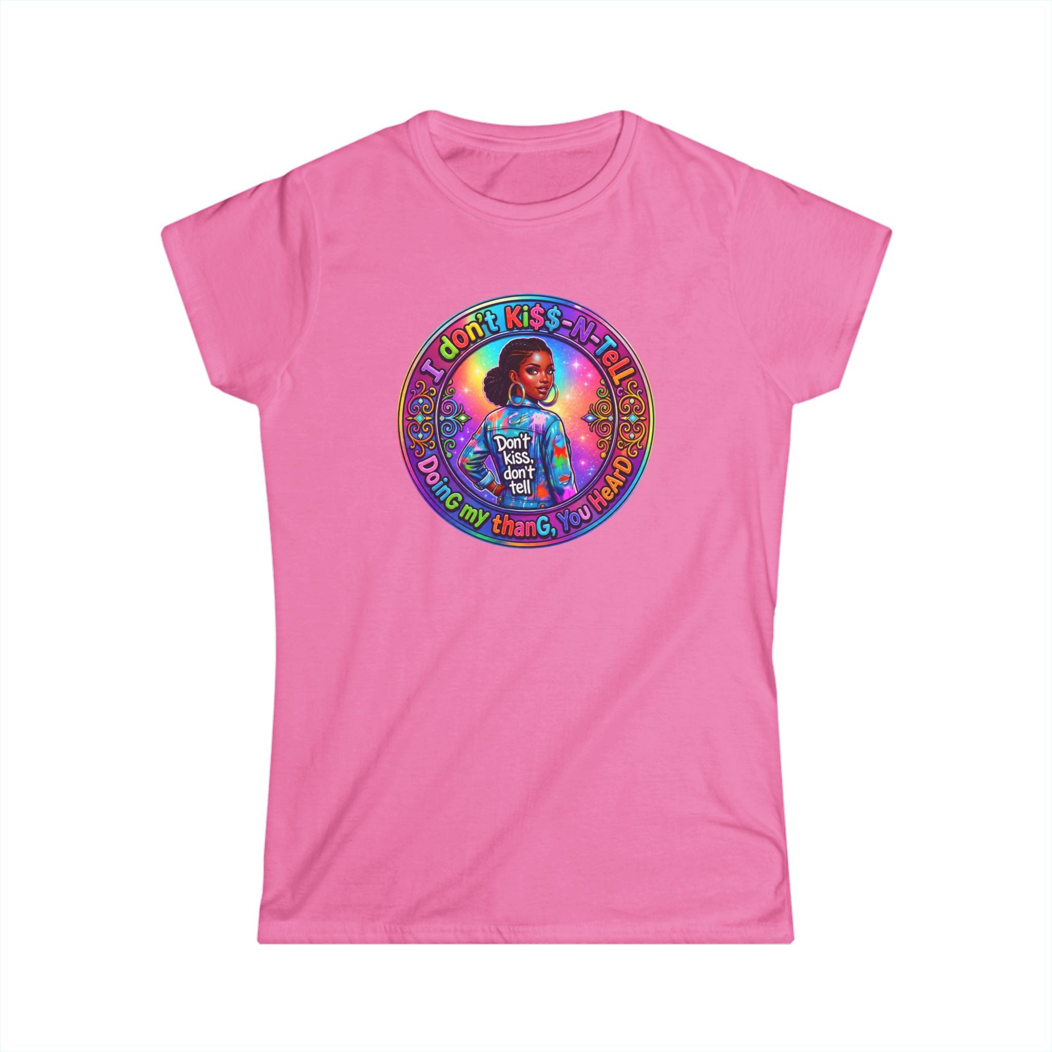 Women's Tee - 'I Don't Kiss-N-Tell" 'Retro Rainbow Graphic
