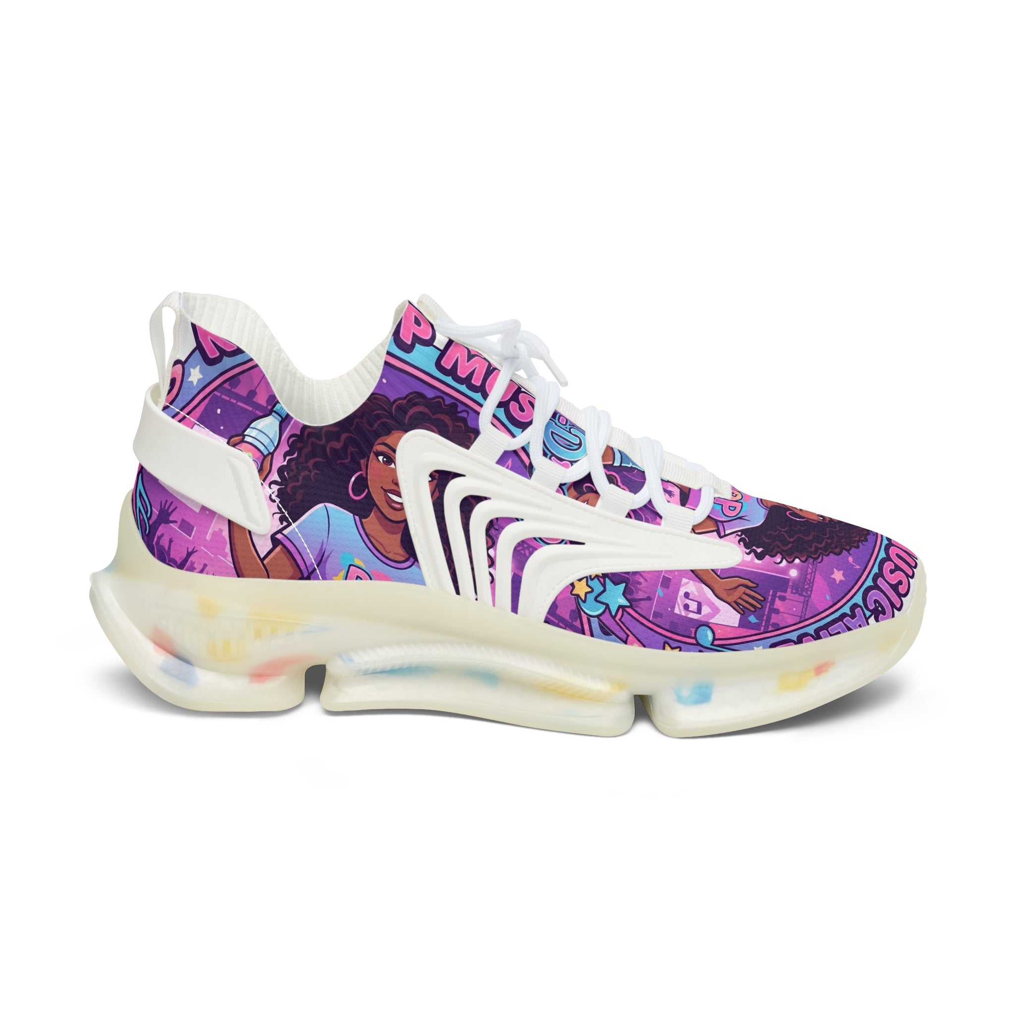 Women’s Mesh Sneakers —" Keep  Pop Music  Alive "Retro Pop Music Graphic Athletic Shoes