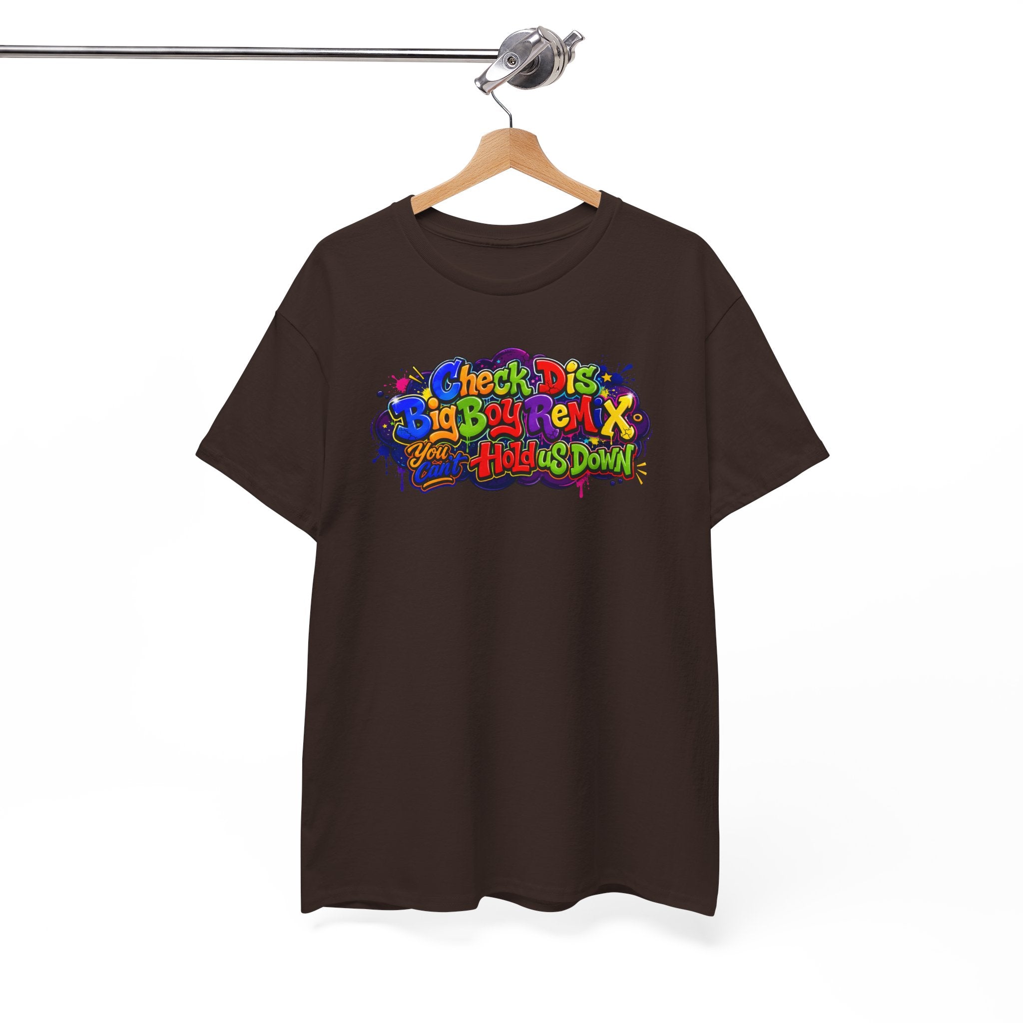 Graphic Tee — Colorful 'Check Dis Big Boy Remix' Retro Street Art T-Shirt