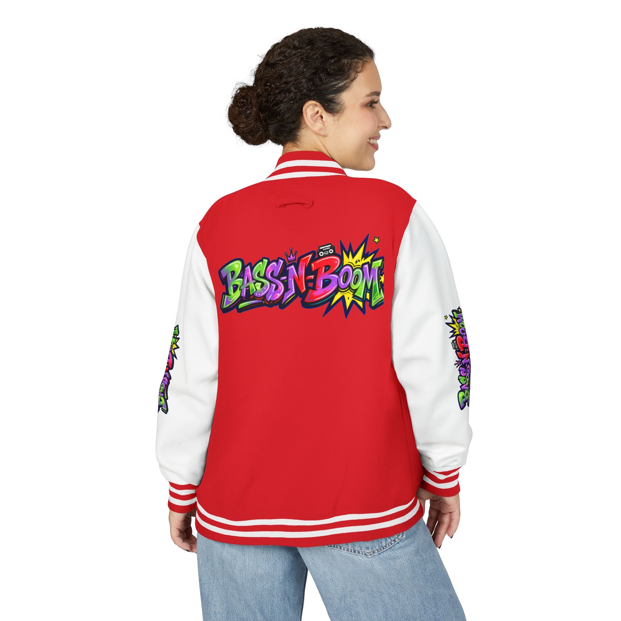 Letterman Jacket — 'Bass N Boom' Graffiti Bomber