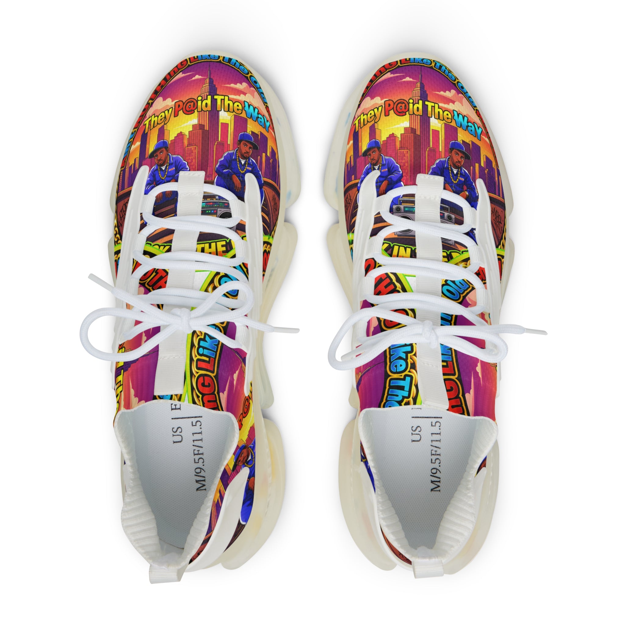 Men's Mesh Sneakers — " Aint Nothing Like The Old School" Vibrant Retro City Graphic Athletic Shoes