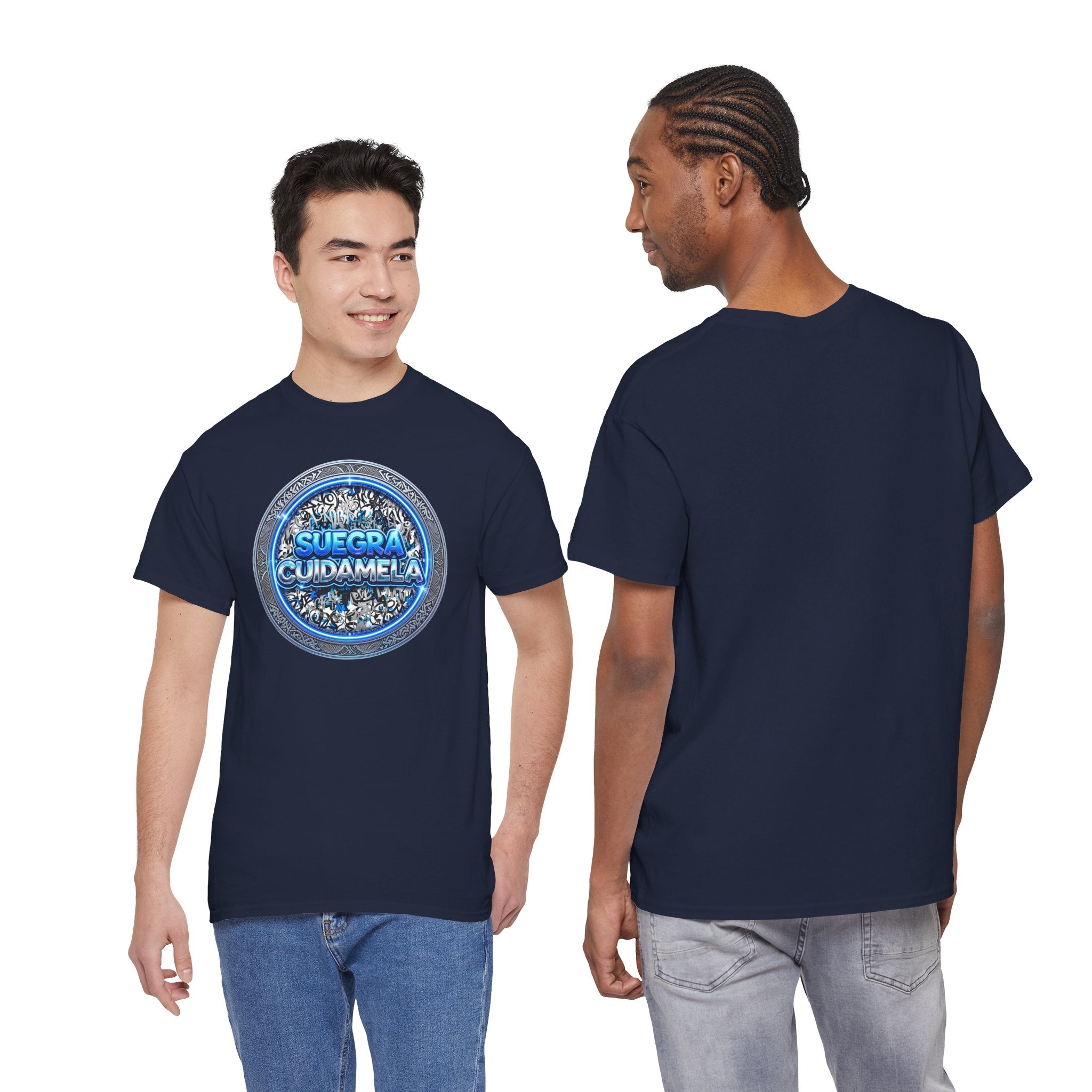 T-Shirt — Suegra Cuídame (Blue Floral Emblem)