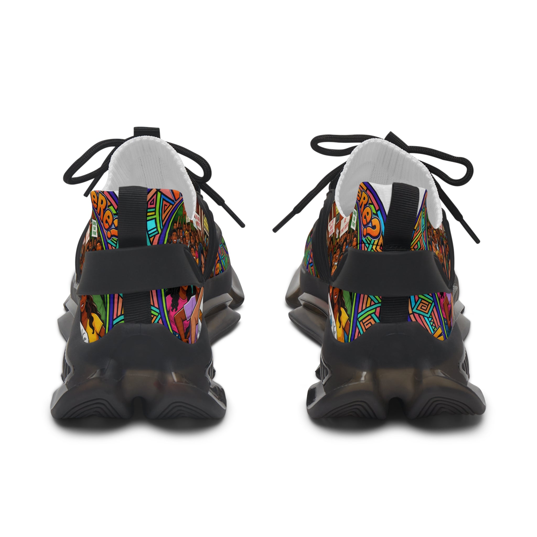 Mesh Sneakers — " What's The #1 School Out There " Colorful Retro School Girl Graphic Athletic Shoes