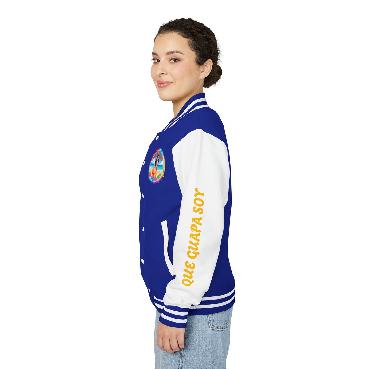 Letterman Jacket – Retro Beach Pinup Varsity Jacket with 'Ayi Ayi Ayi' Graphic