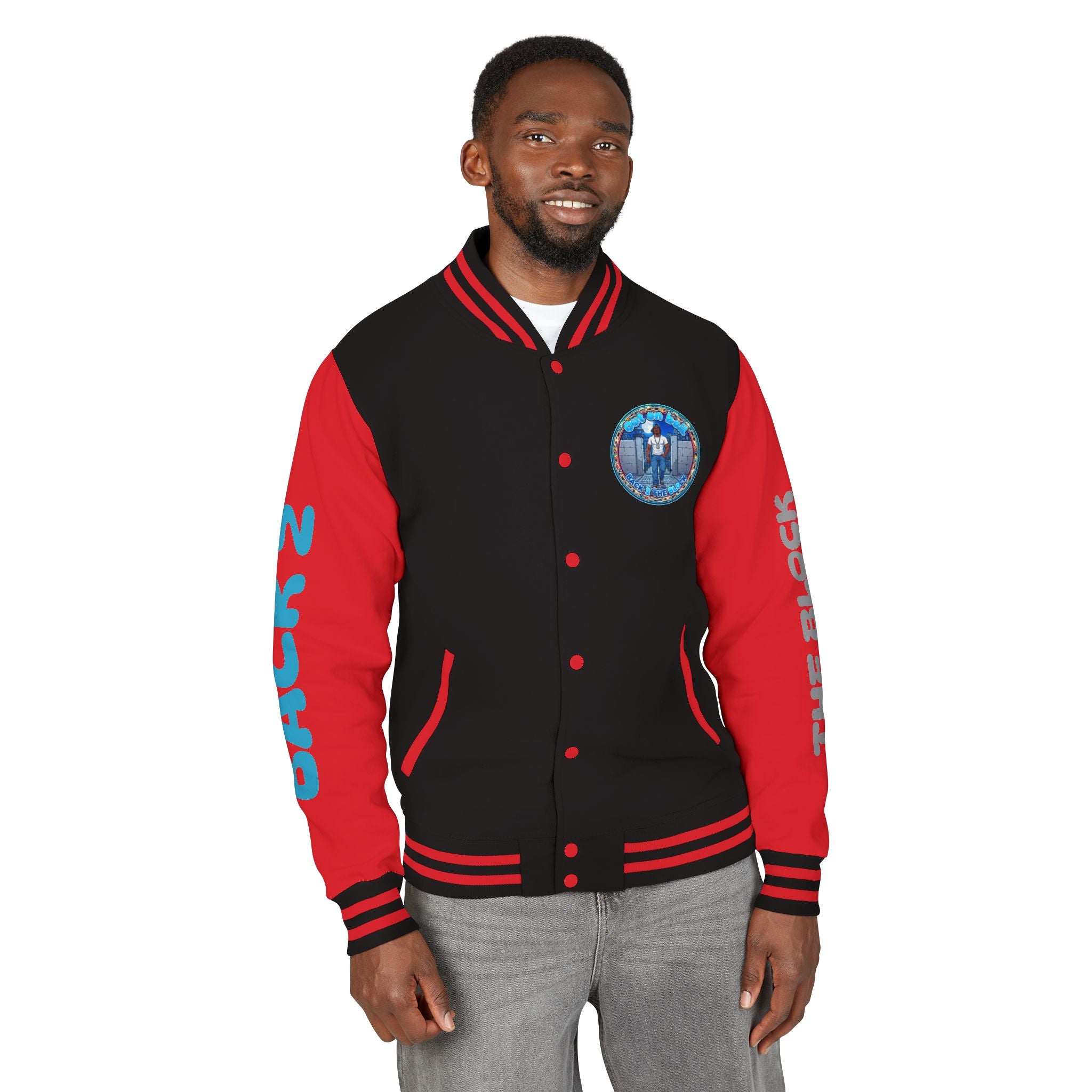Letterman Jacket — 'Back 2 The Block' Retro Streetwear Patch Jacket