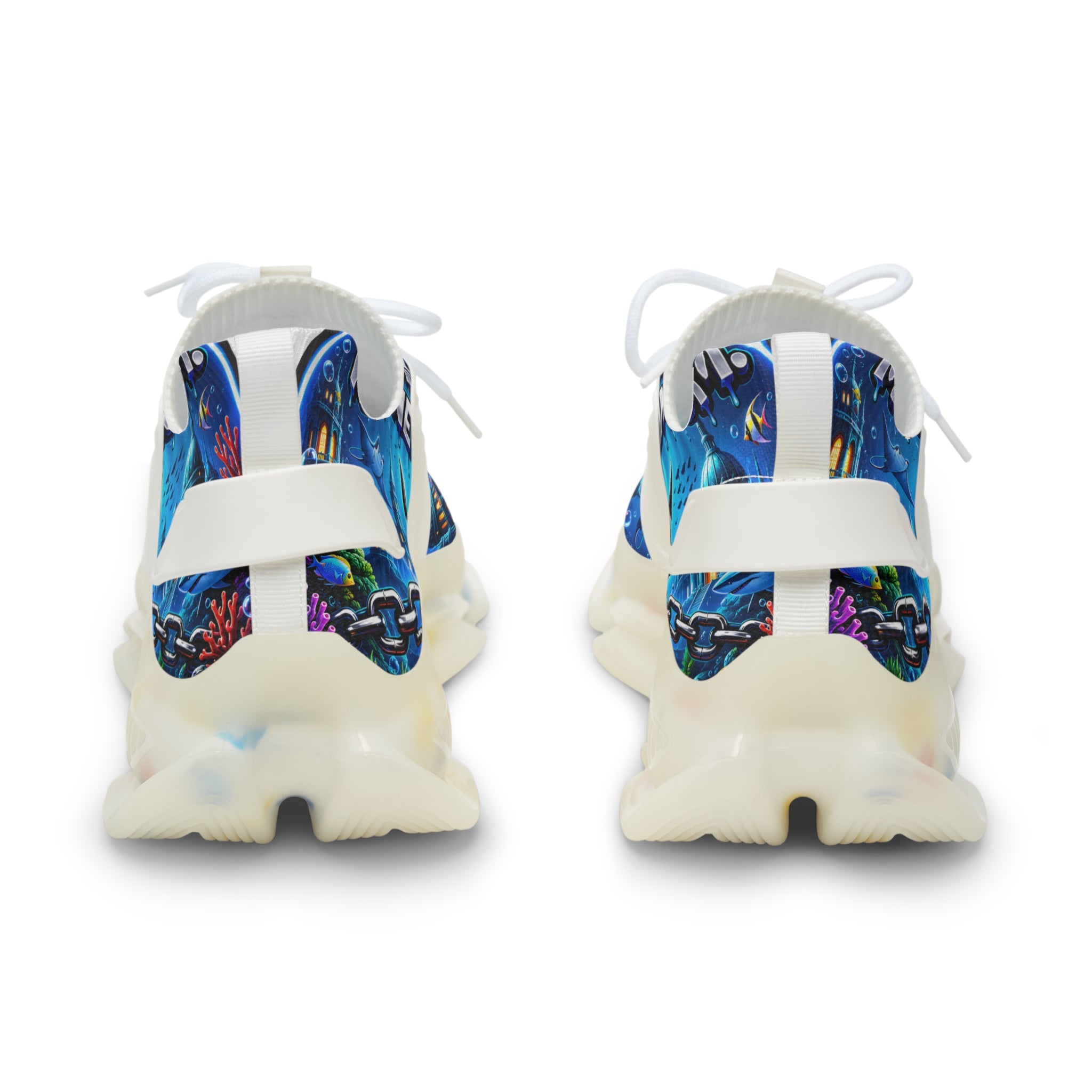 Men's Mesh Sneakers —"Beware Of The Marine Warrior"Ocean Trident Streetwear Running Shoes