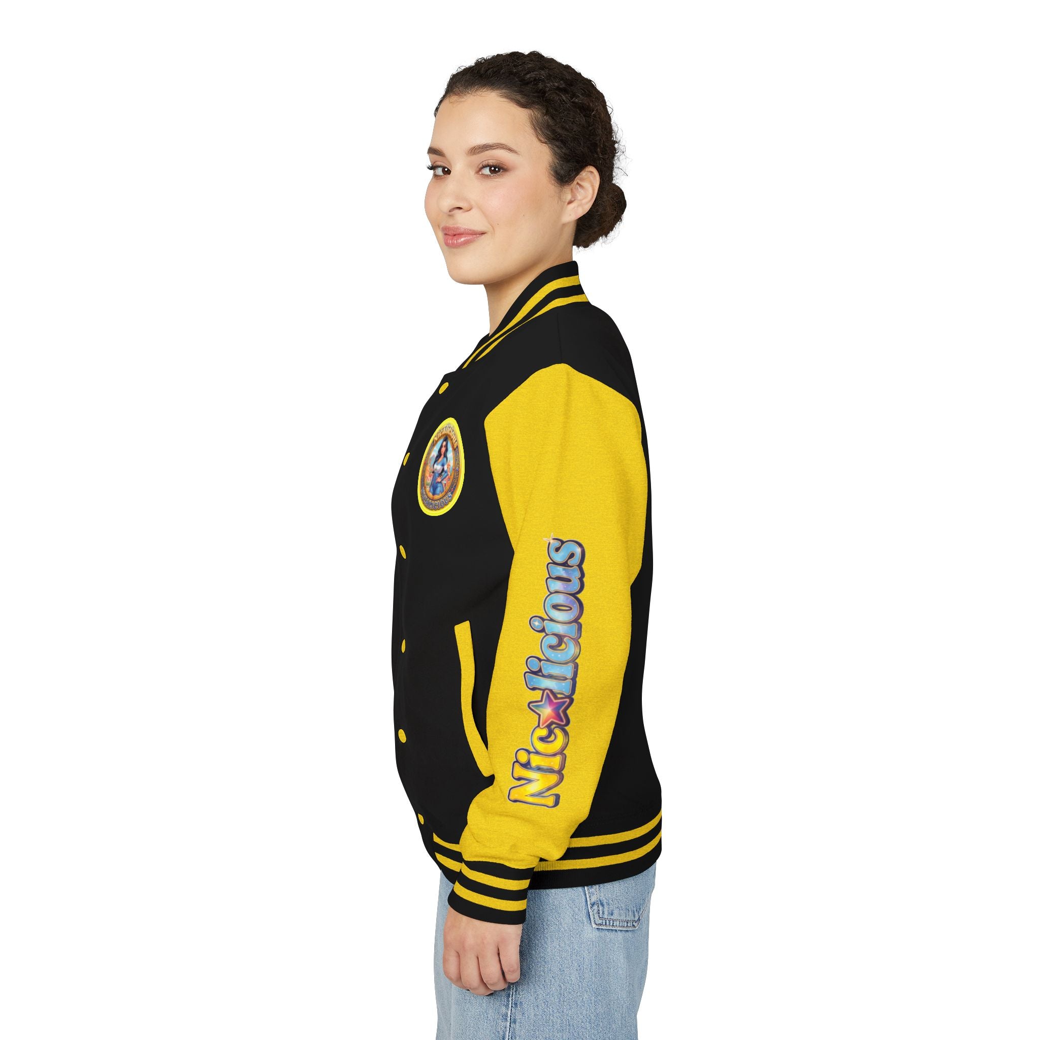 Letterman Jacket — 'Nicalicious' Retro Badge Varsity Jacket