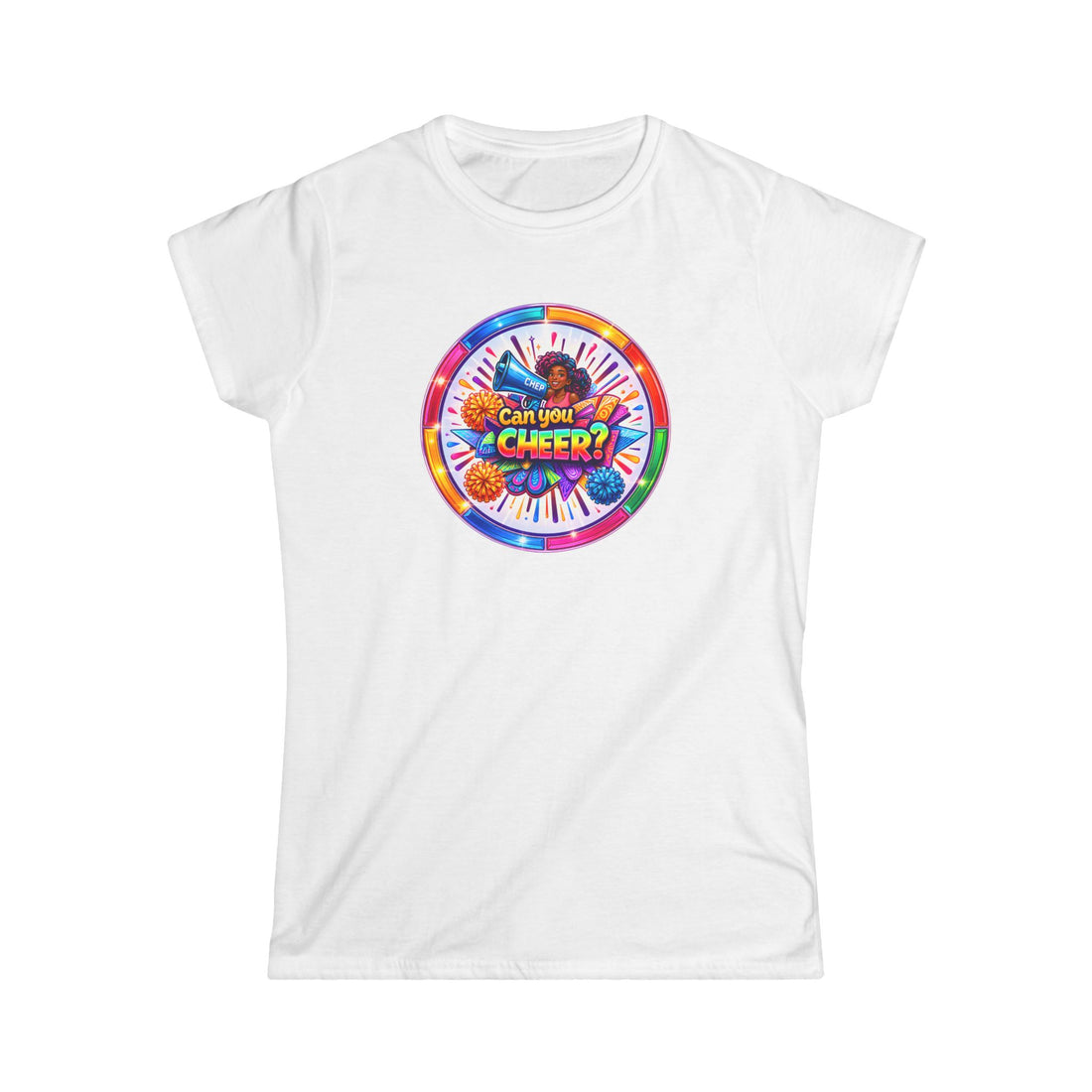 "Can You Cheer: Colorful Candy Wheel Graphic Tee — Women's