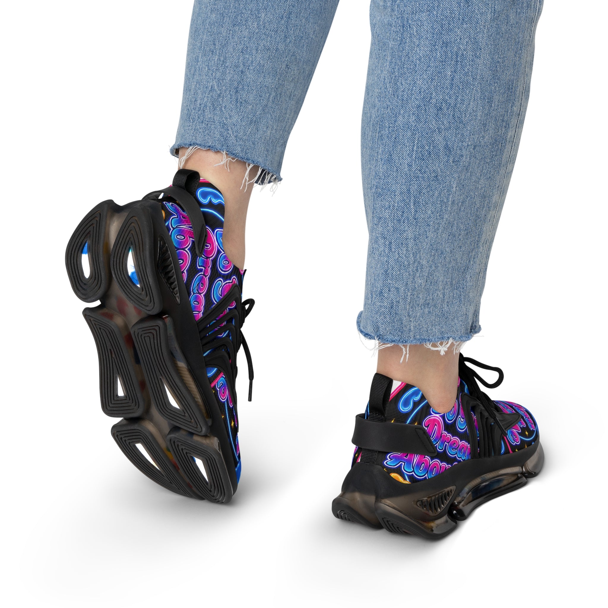 Mesh Sneakers — Neon Dream Graphic Women's Athletic Shoes