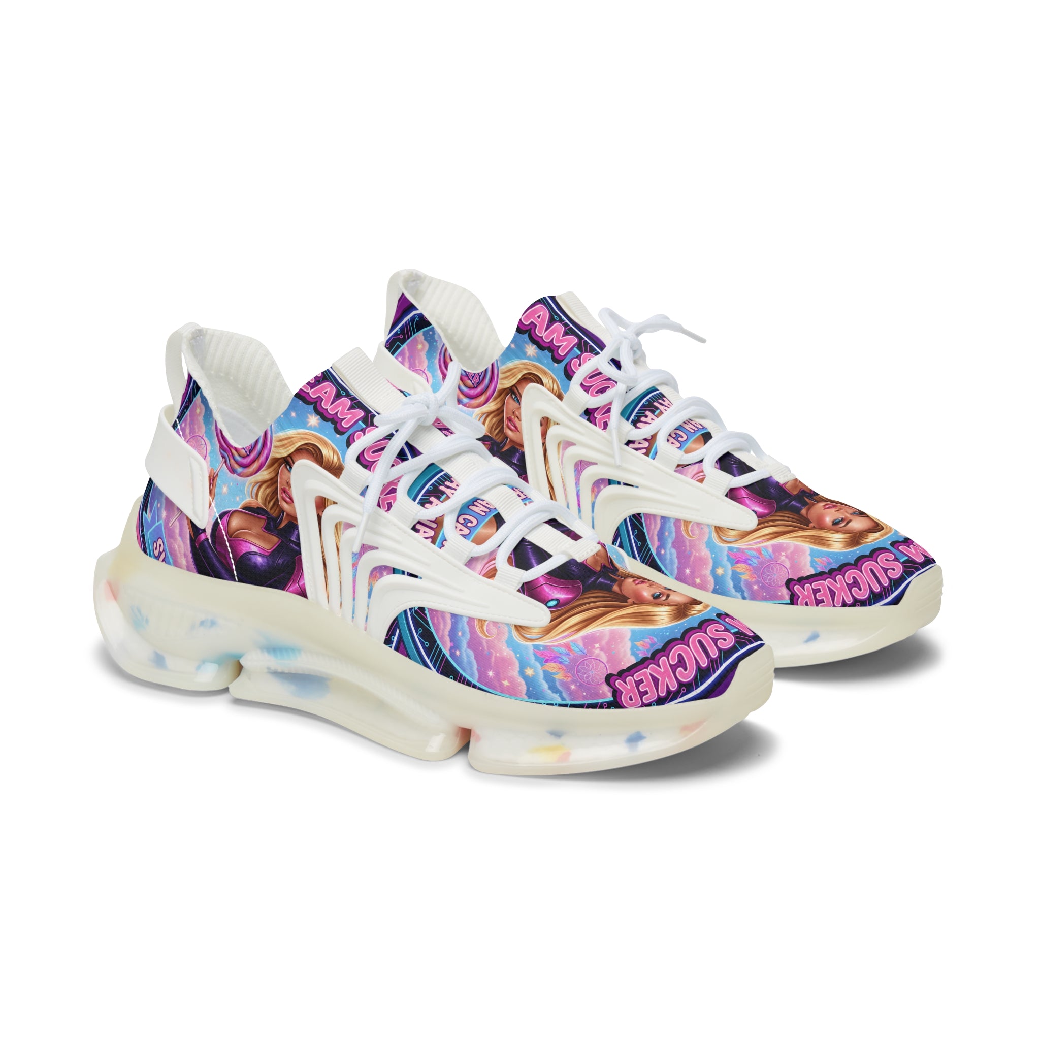 Women's Mesh Sneakers — Colorful Pop-Art 'A Dream Sucker' Graphic Athletic Shoes