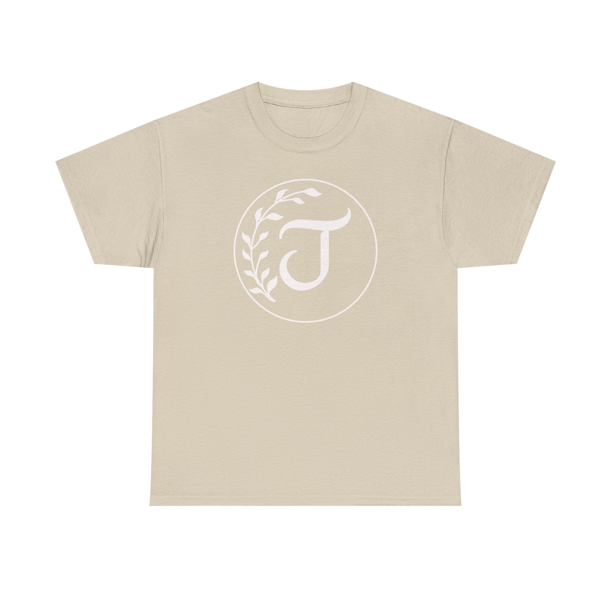 White Tee with Subtle "Floral J " Jesus Christ "— Minimalist Japanese Character T-Shirt