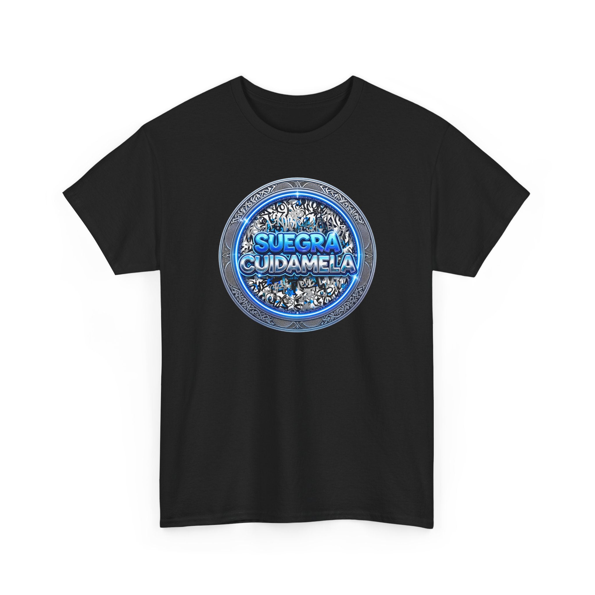 T-Shirt — Suegra Cuídame (Blue Floral Emblem)