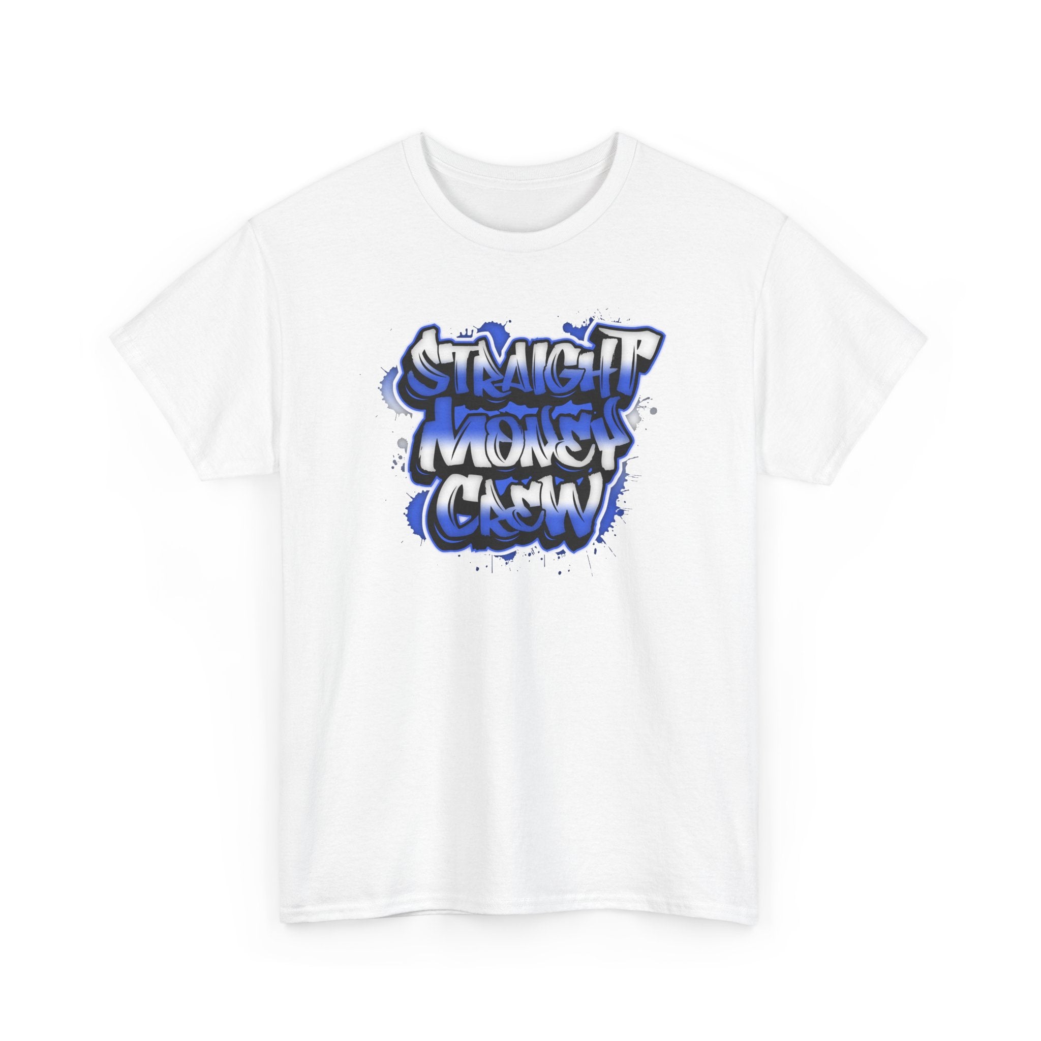 T-Shirt — "Stackin' Money Crew" Blue Graffiti Graphic Tee