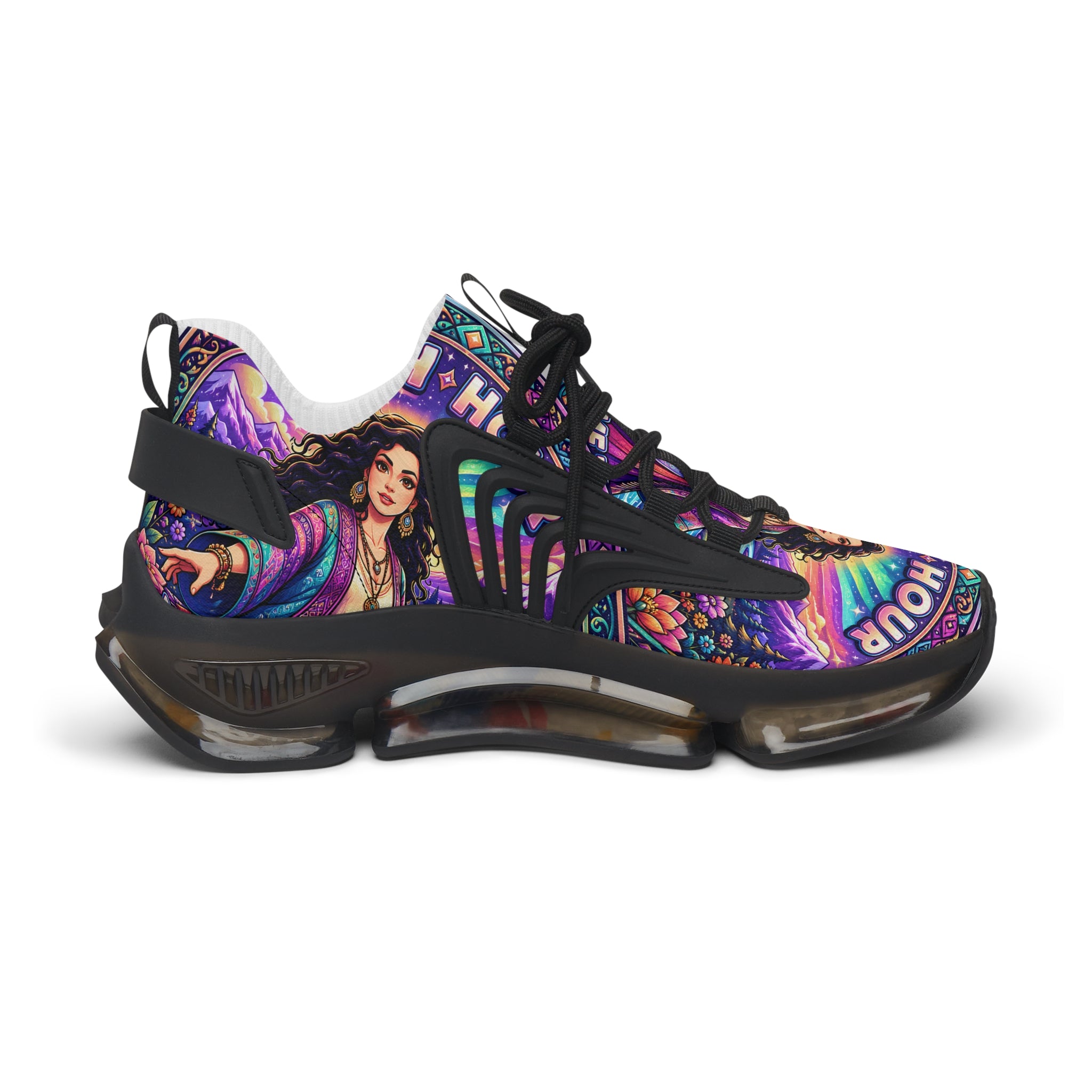 Mesh Sneakers — Colorful 'Crush Hour' Graphic Women's Athletic Shoes