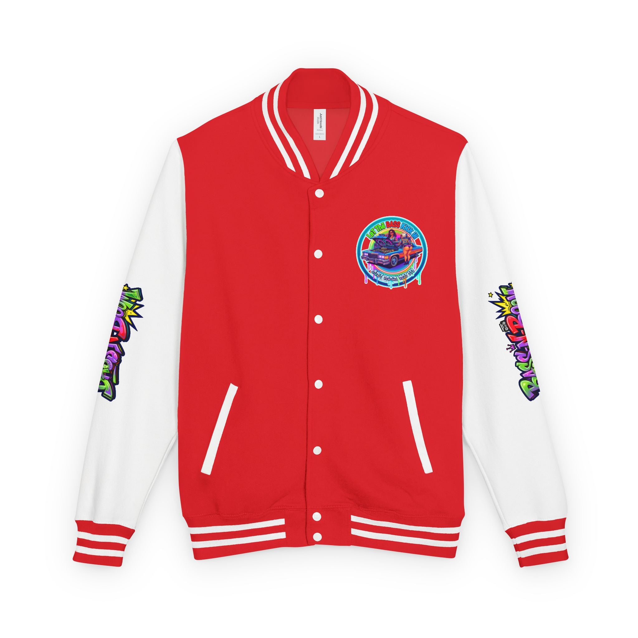 Letterman Jacket — ' Let The Bass Kick In' Retro Lowrider Crew Graphic