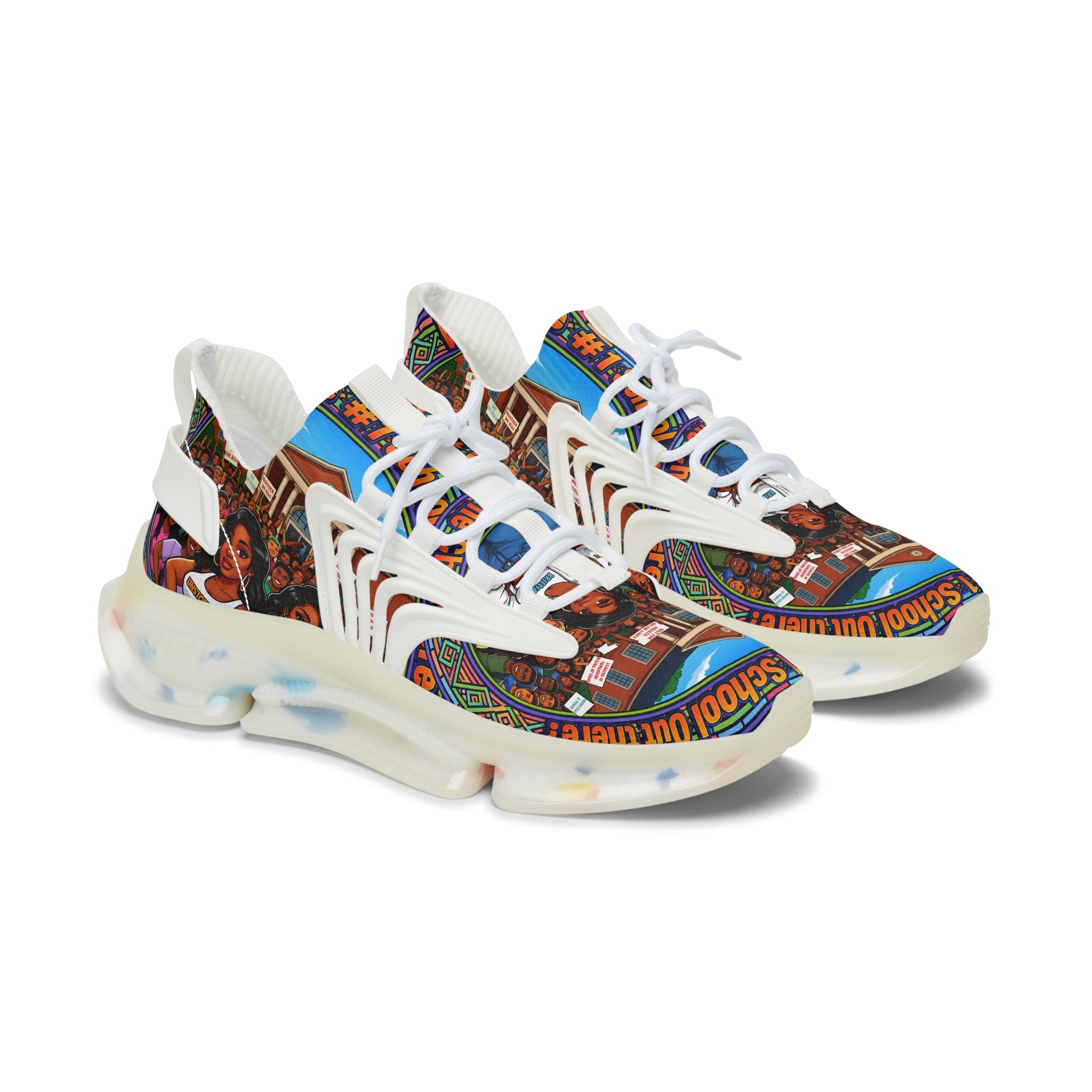 Women’s Mesh Sneakers — " What's The #1 School Out There "Vintage School Crew Graphic Athletic Shoes