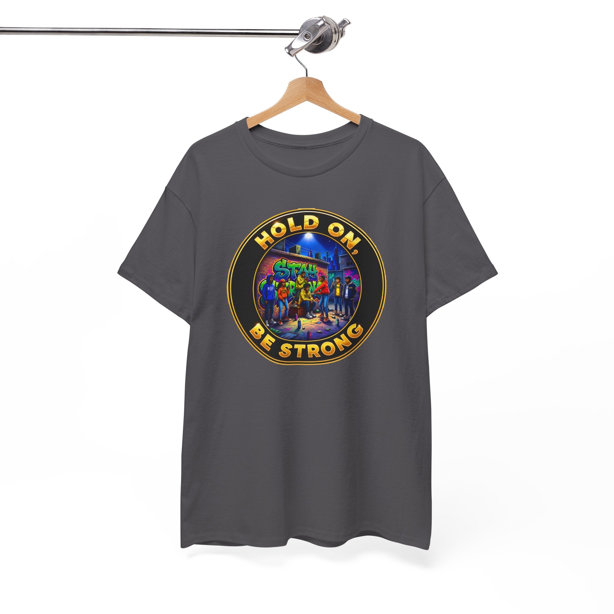 T-Shirt — 'Hold On Be Strong' Inspirational Retro Circle Graphic Tee