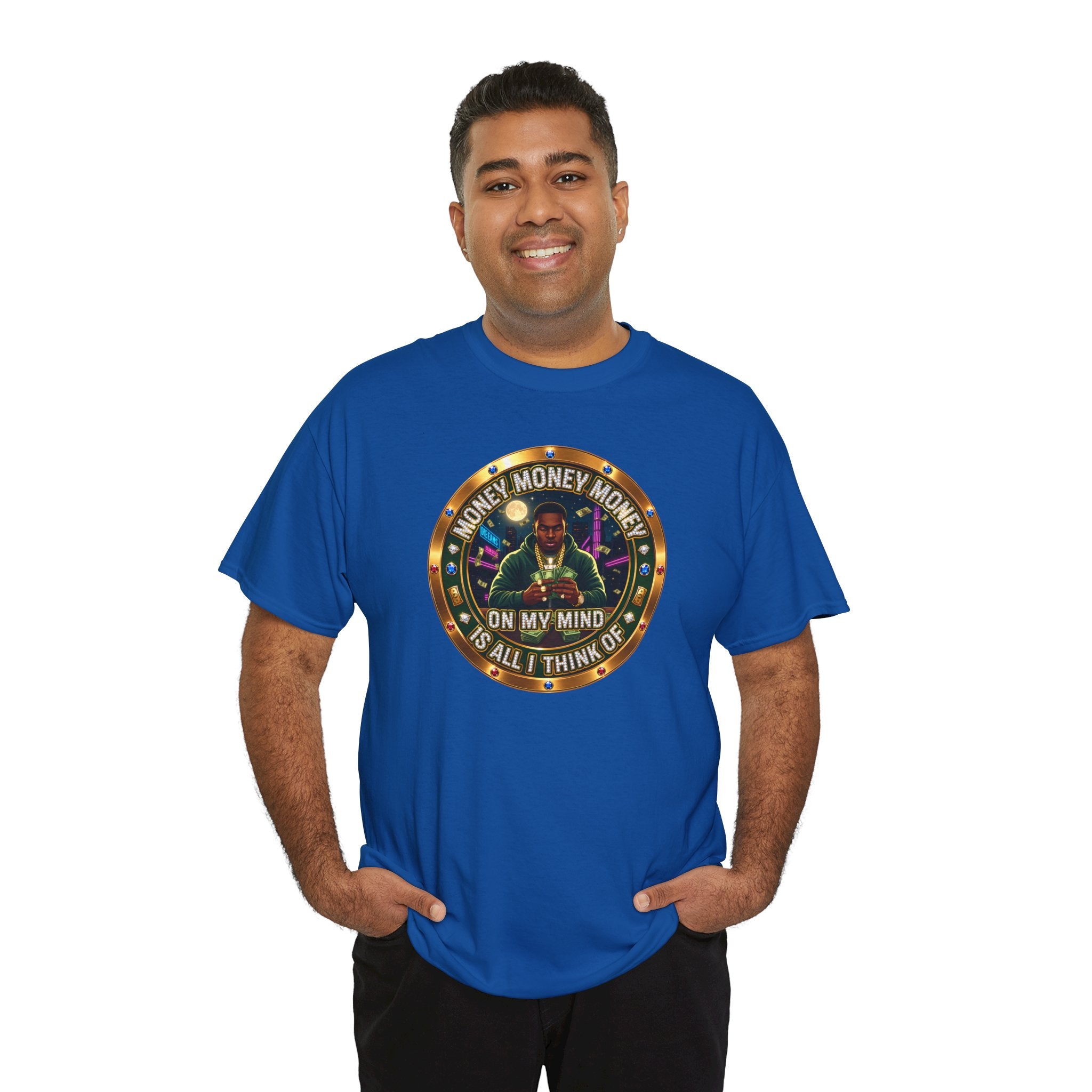 "Money On My Mind" Graphic Tee — Retro Casino Coin Design