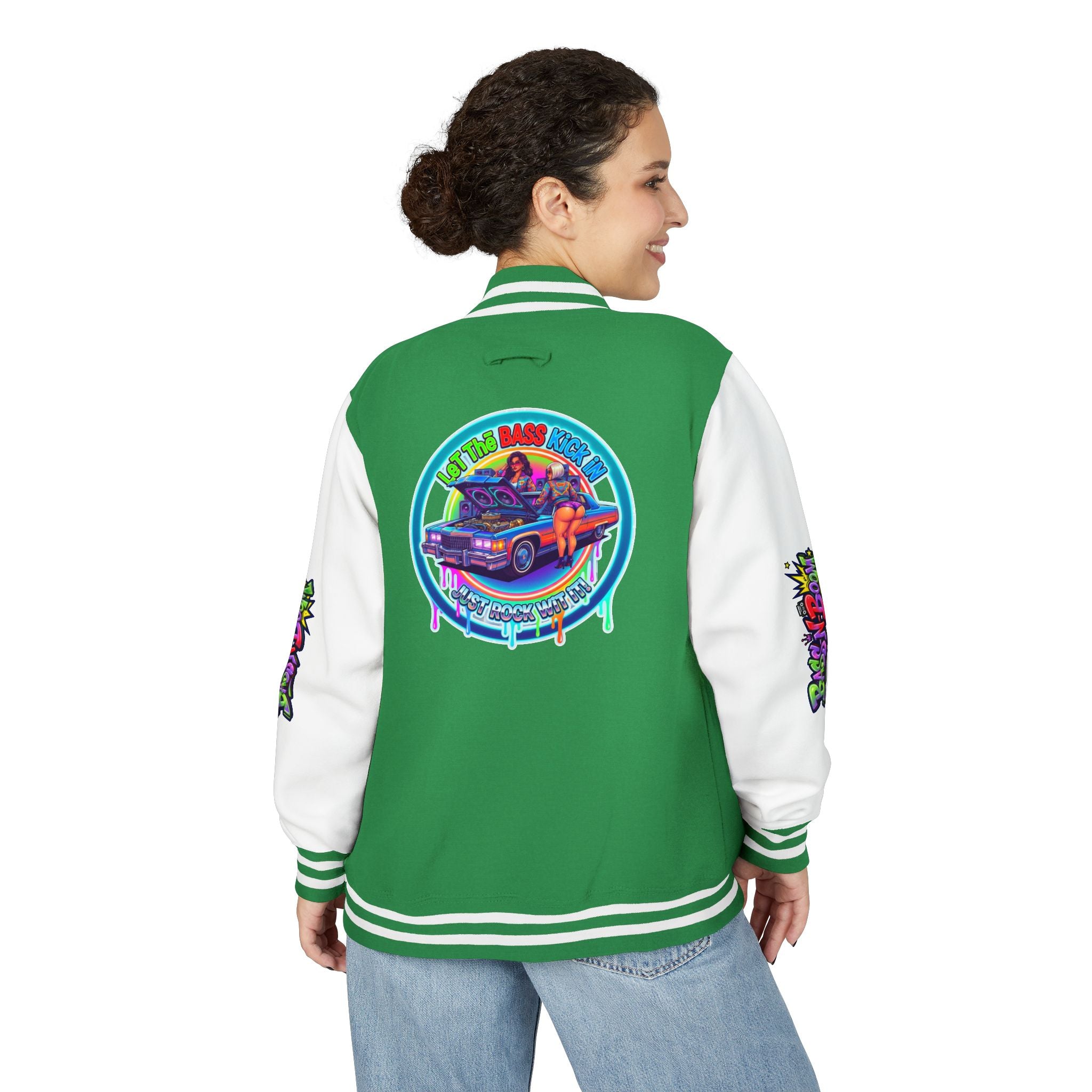Letterman Jacket — ' Let The Bass Kick In' Retro Lowrider Crew Graphic