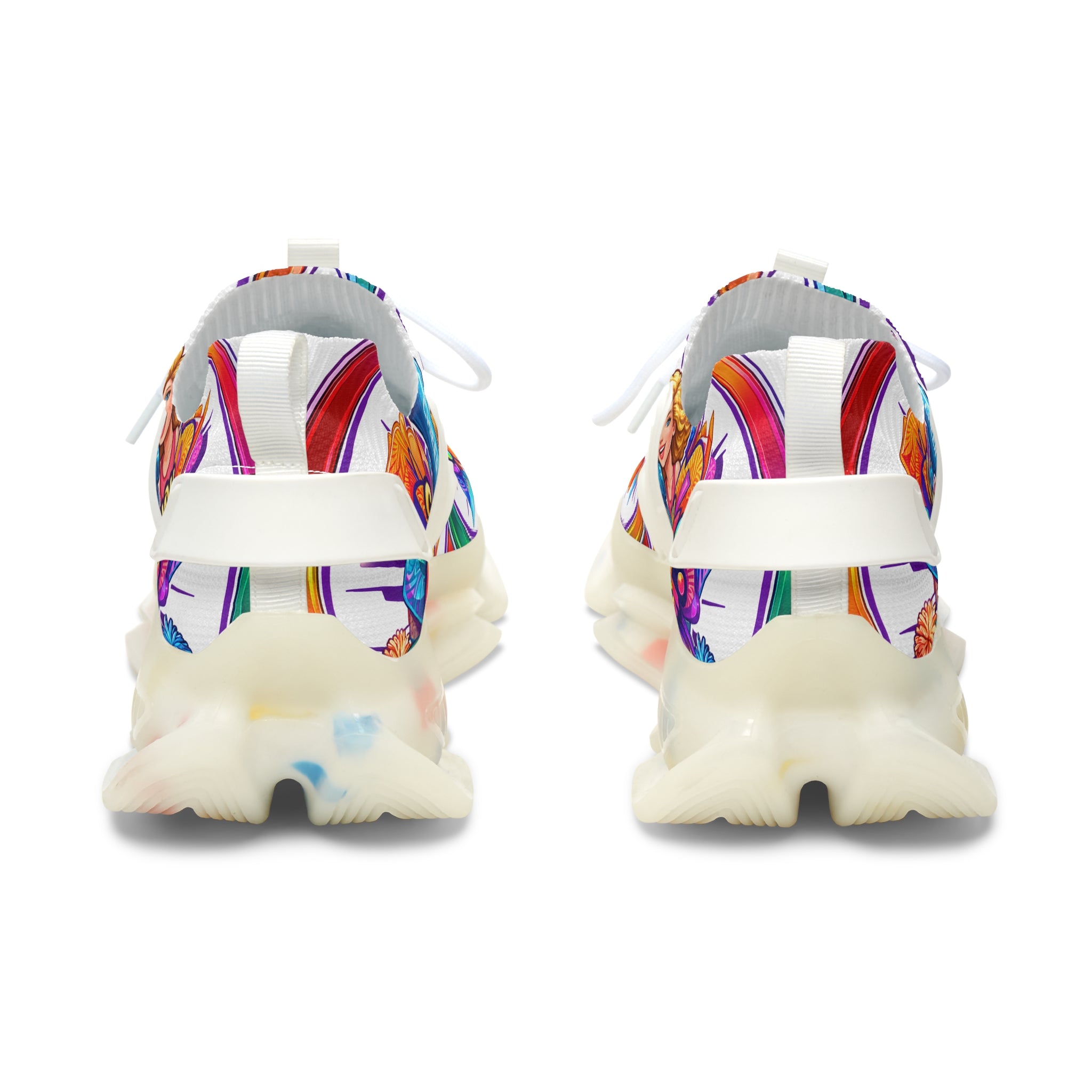 Colorful Cheerleader Mesh Sneakers — "Can You Cheer?" Graphic Women's Athletic Shoes