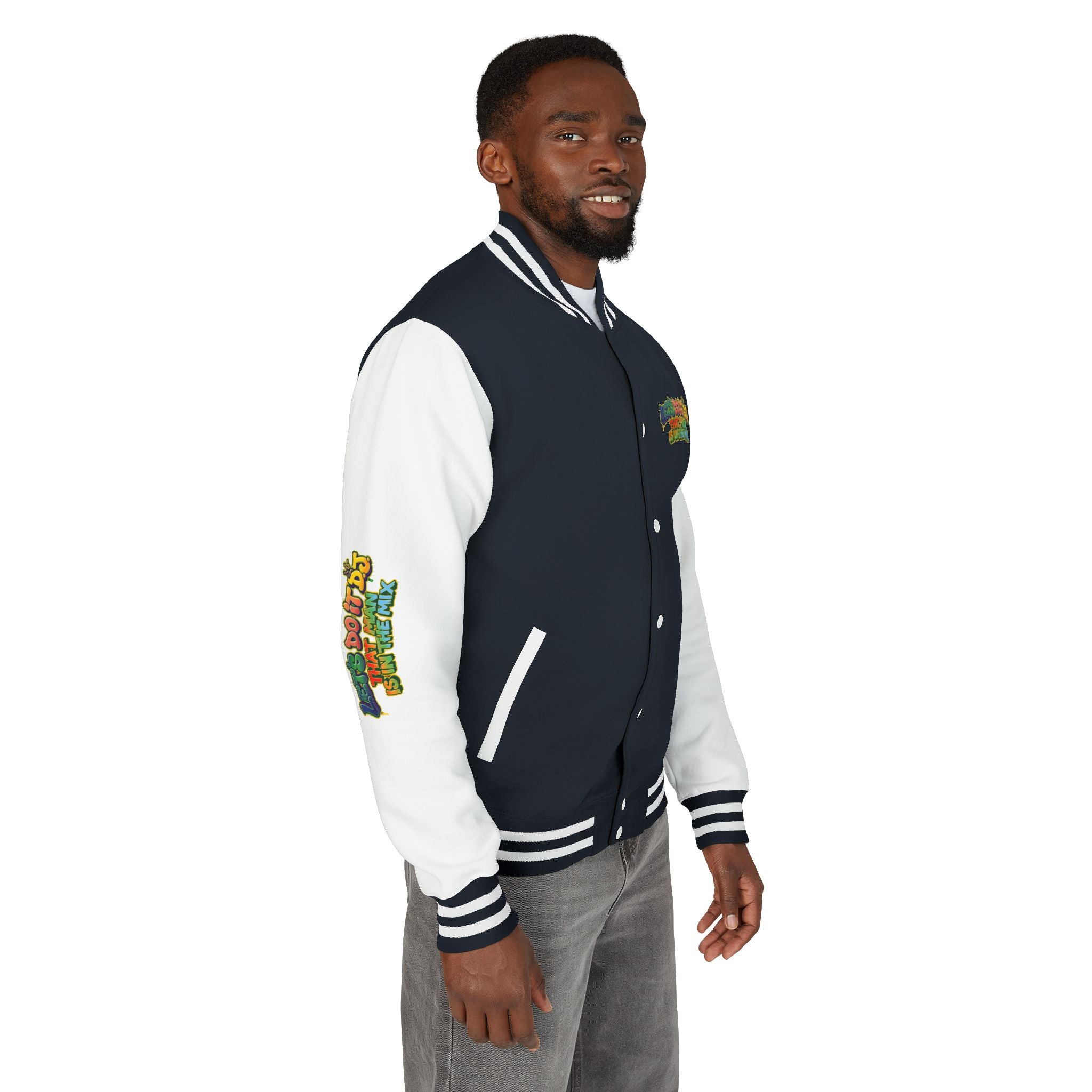 Letterman Jacket — 'Let's Do It' DJ Graphic Varsity Jacket