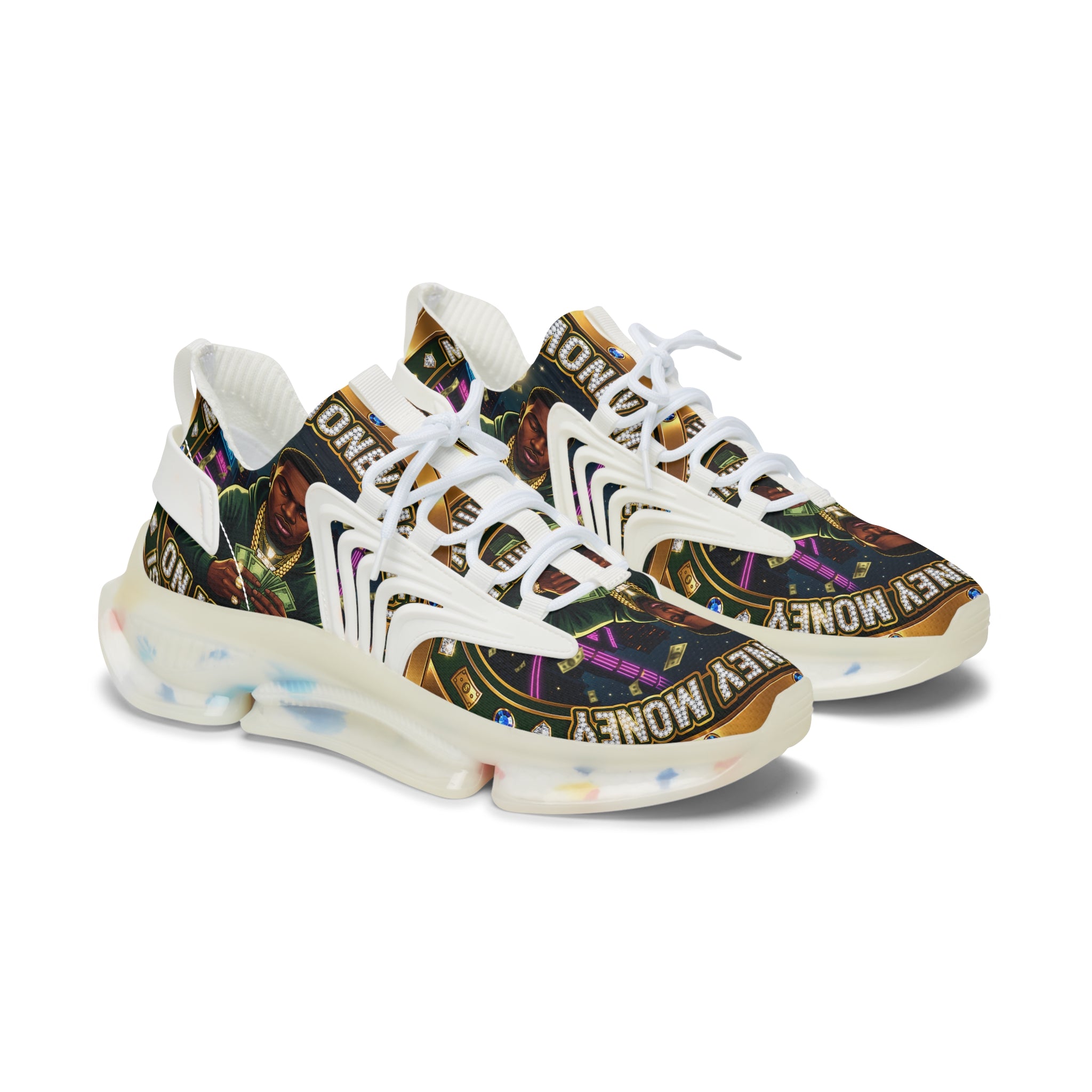 Men's Mesh Sneakers — 'Money' Graphic Women's Athletic Shoes