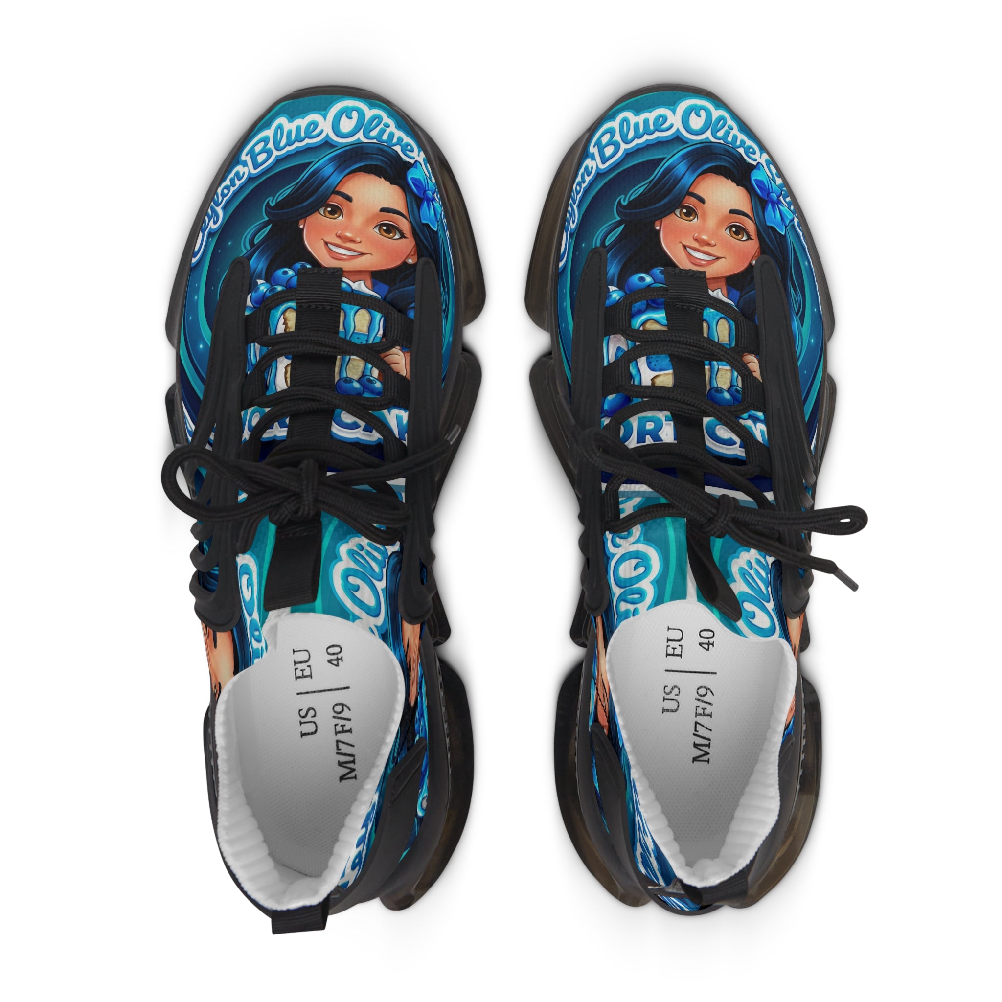 Women's Mesh Sneakers — "Ceylon Blue Olive Shortcake "Graphic Athletic Shoes