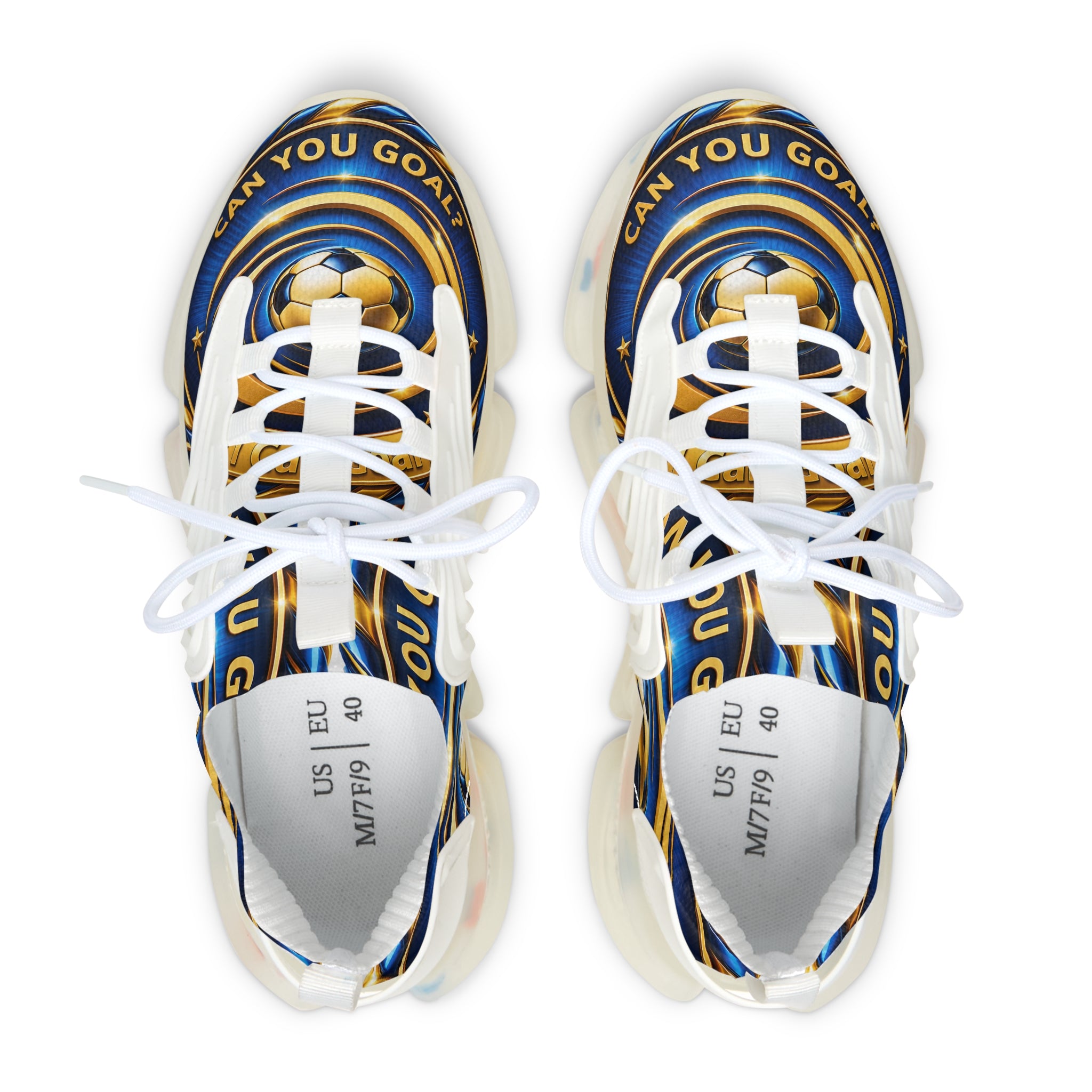 Men's Mesh Sneakers —"Can You Goal" Soccer Goal Design Women’s Athletic Shoes