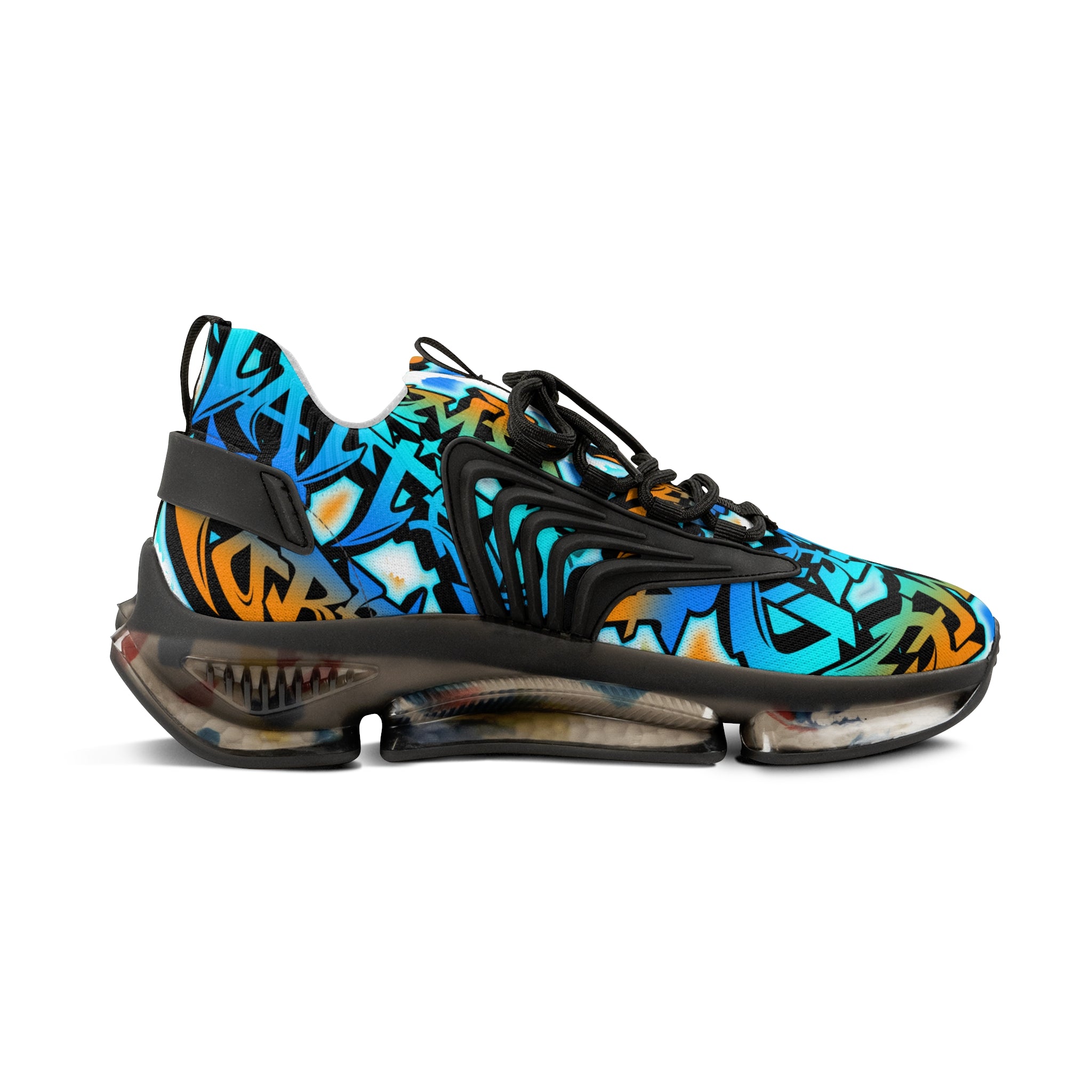 Mesh Sneakers —" Gamer Tatted Foreva" Graffiti Streetwear Athletic Shoes for Men