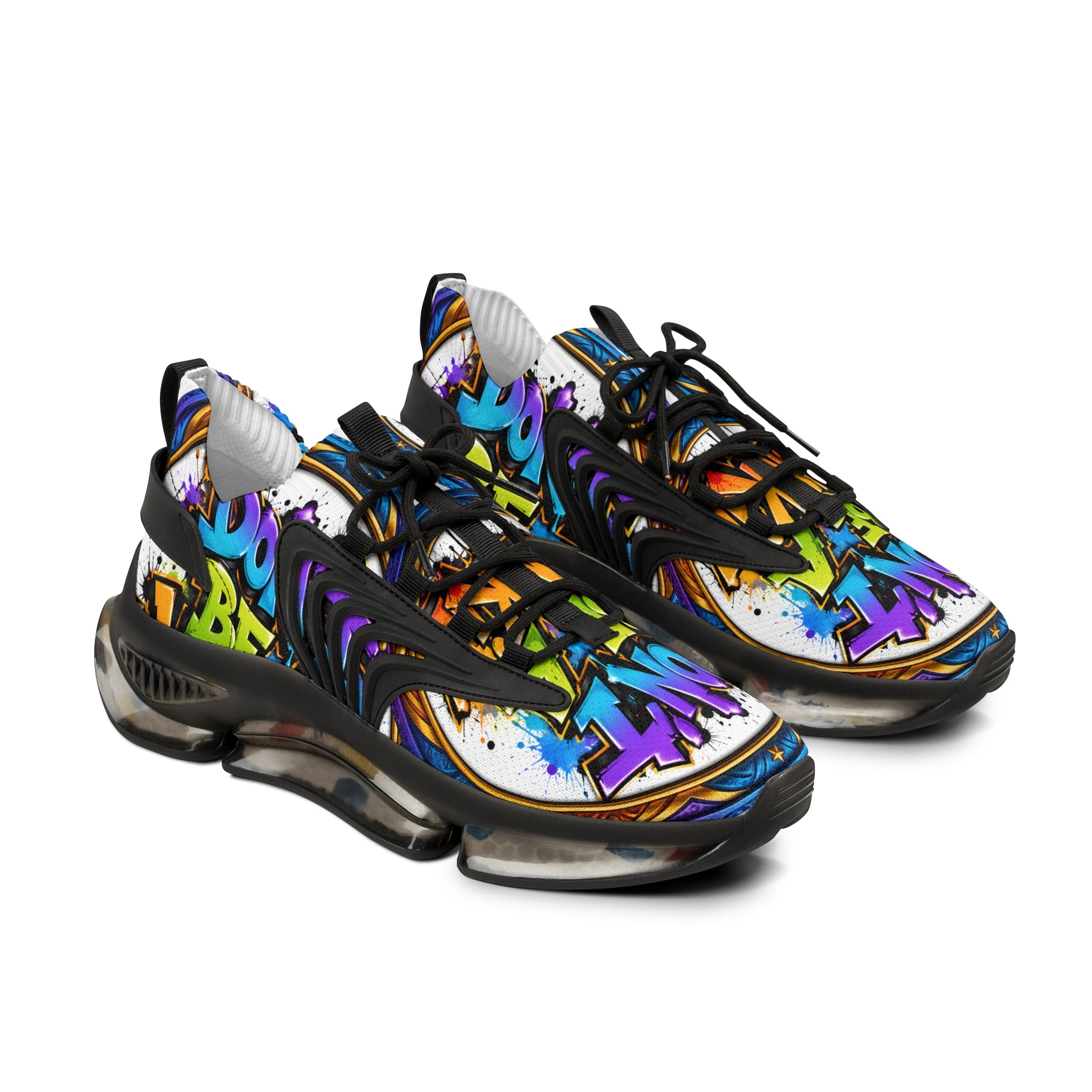 Men's Mesh Sneakers — " Don't Be A Junkie" Colorful 'Don't Be a Junkie' Graffiti Athletic Shoes
