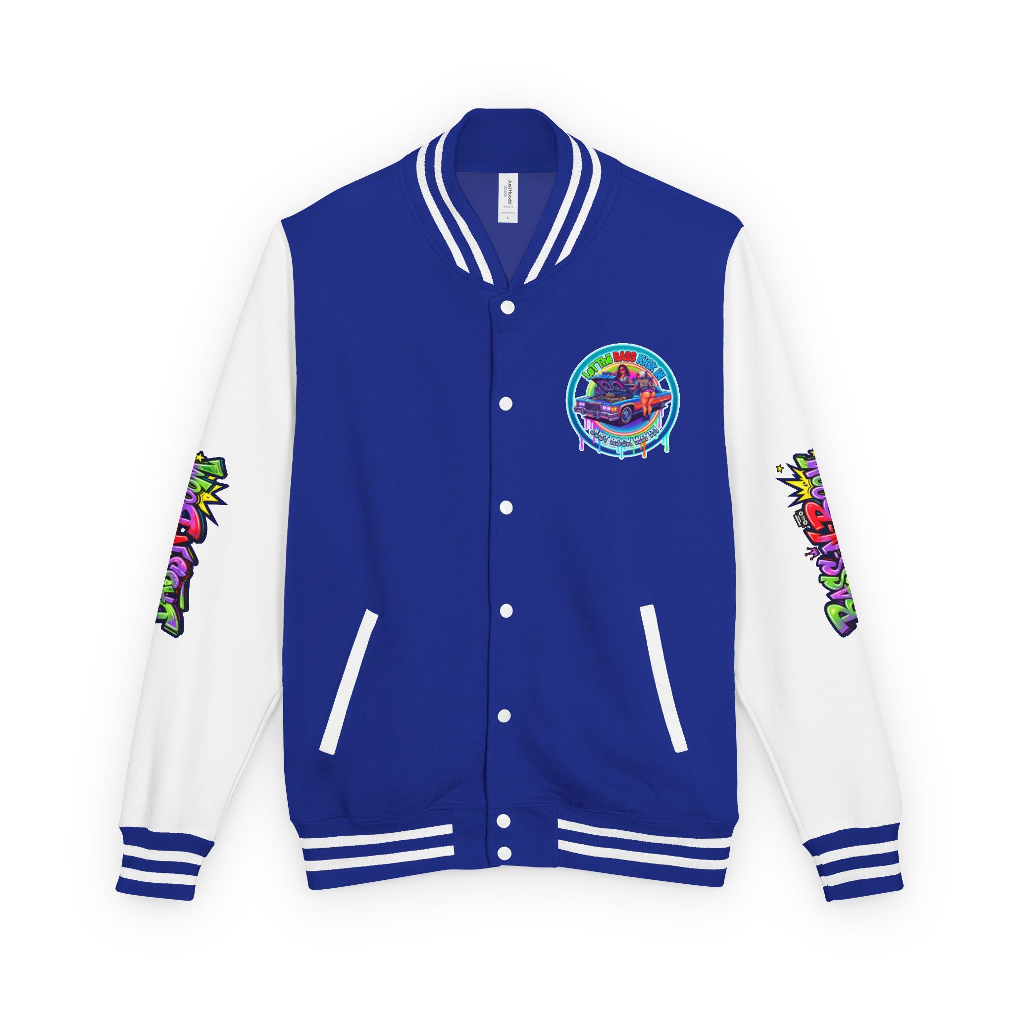 Letterman Jacket — ' Let The Bass Kick In' Retro Lowrider Crew Graphic