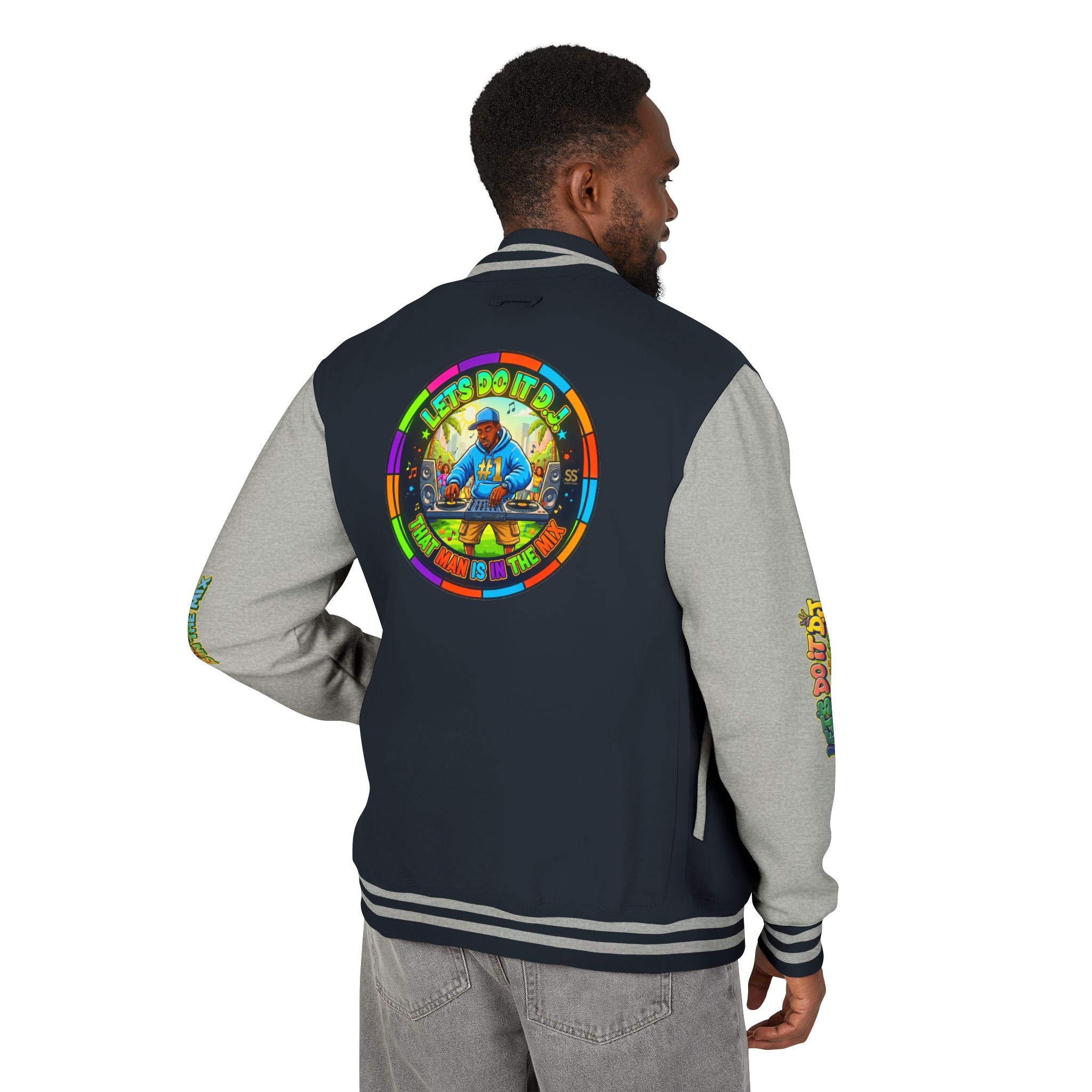 Letterman Jacket — 'Let's Do It' DJ Graphic Varsity Jacket