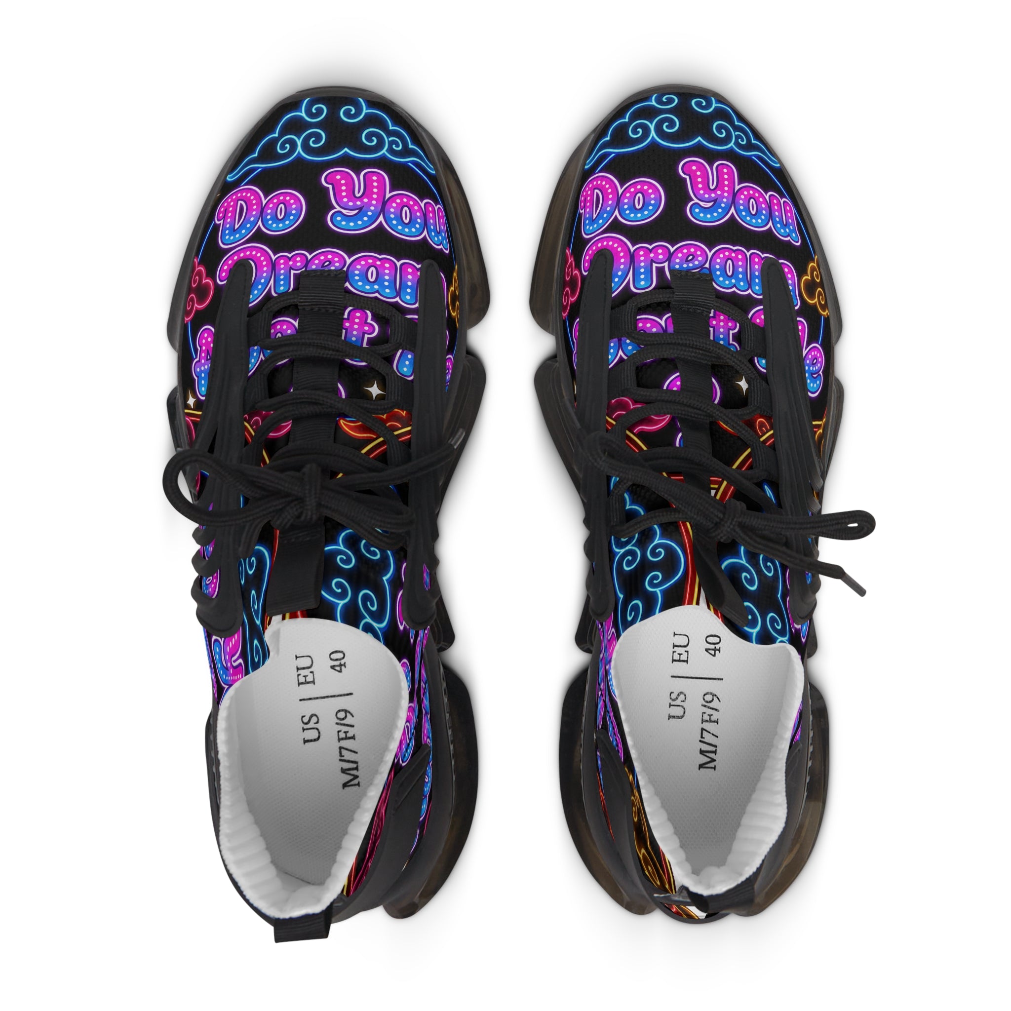 Women's Mesh Sneakers — Neon Cloud 'Do You Dream' Athletic Shoes