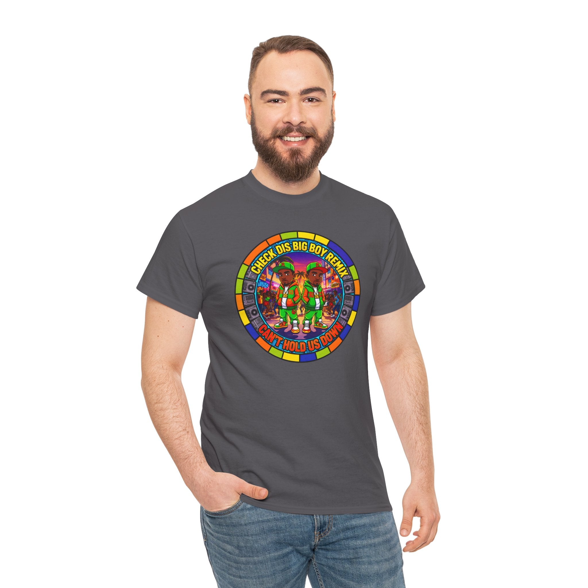 T-Shirt — "Check Dis Big Boy Remix" Colorful Cartoon Grap6hic Tee