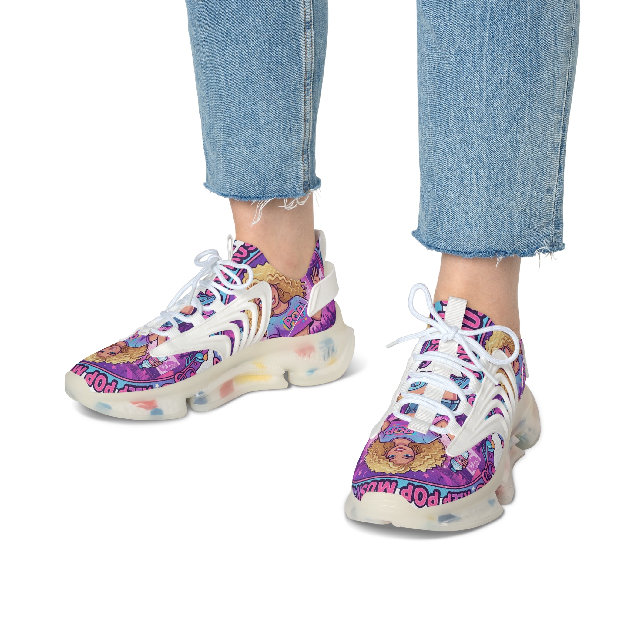 Women’s Mesh Sneakers —"Keep Pop Music Alive " Women's Trendy Printed Athletic Shoes