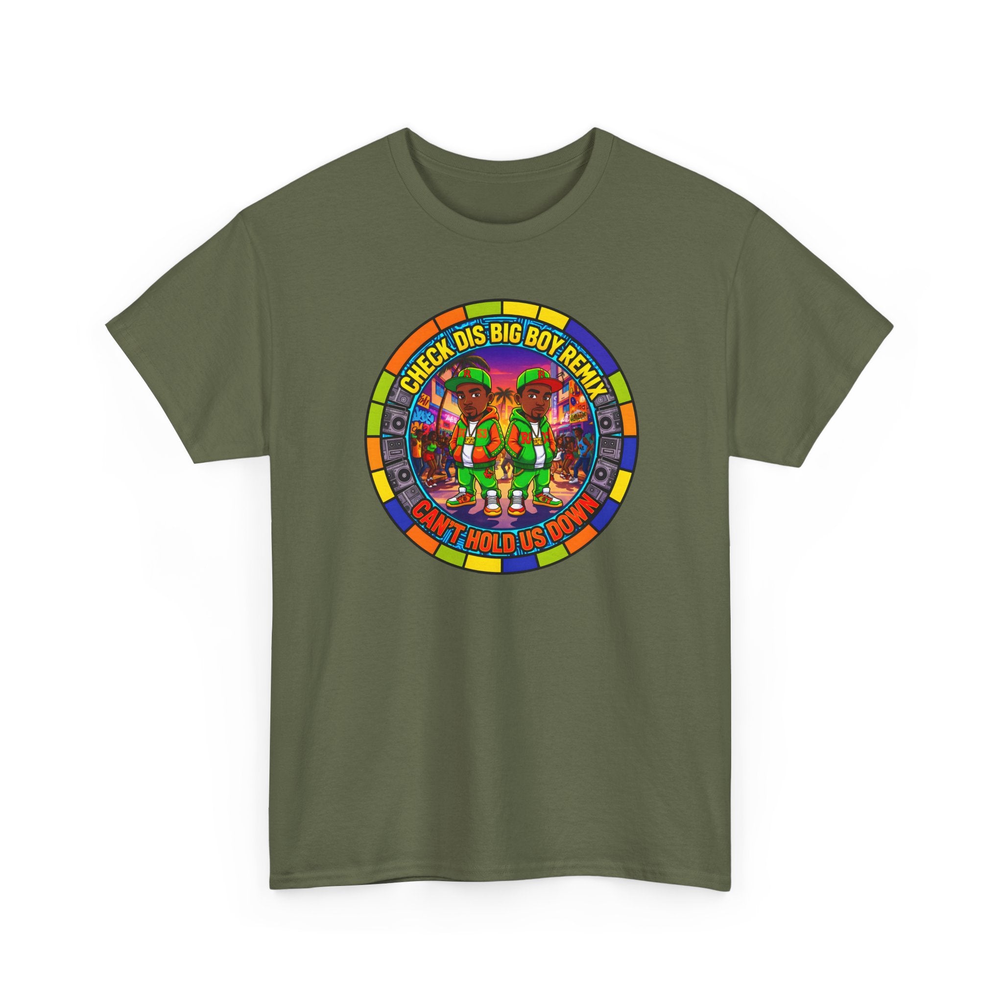 T-Shirt — "Check Dis Big Boy Remix" Colorful Cartoon Grap6hic Tee
