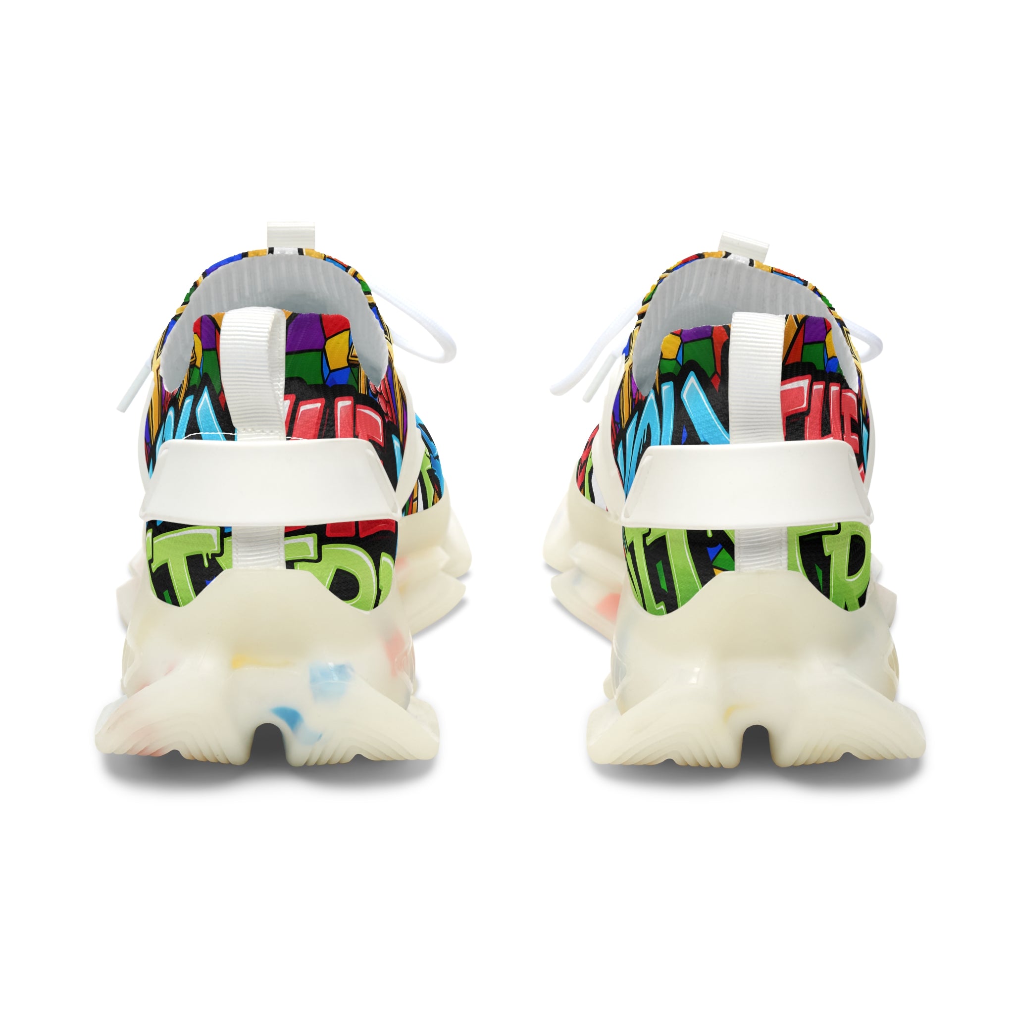 Men's Mesh Sneakers — " Holy Trinity "Colorful Graffiti Cross Design Athletic Shoes