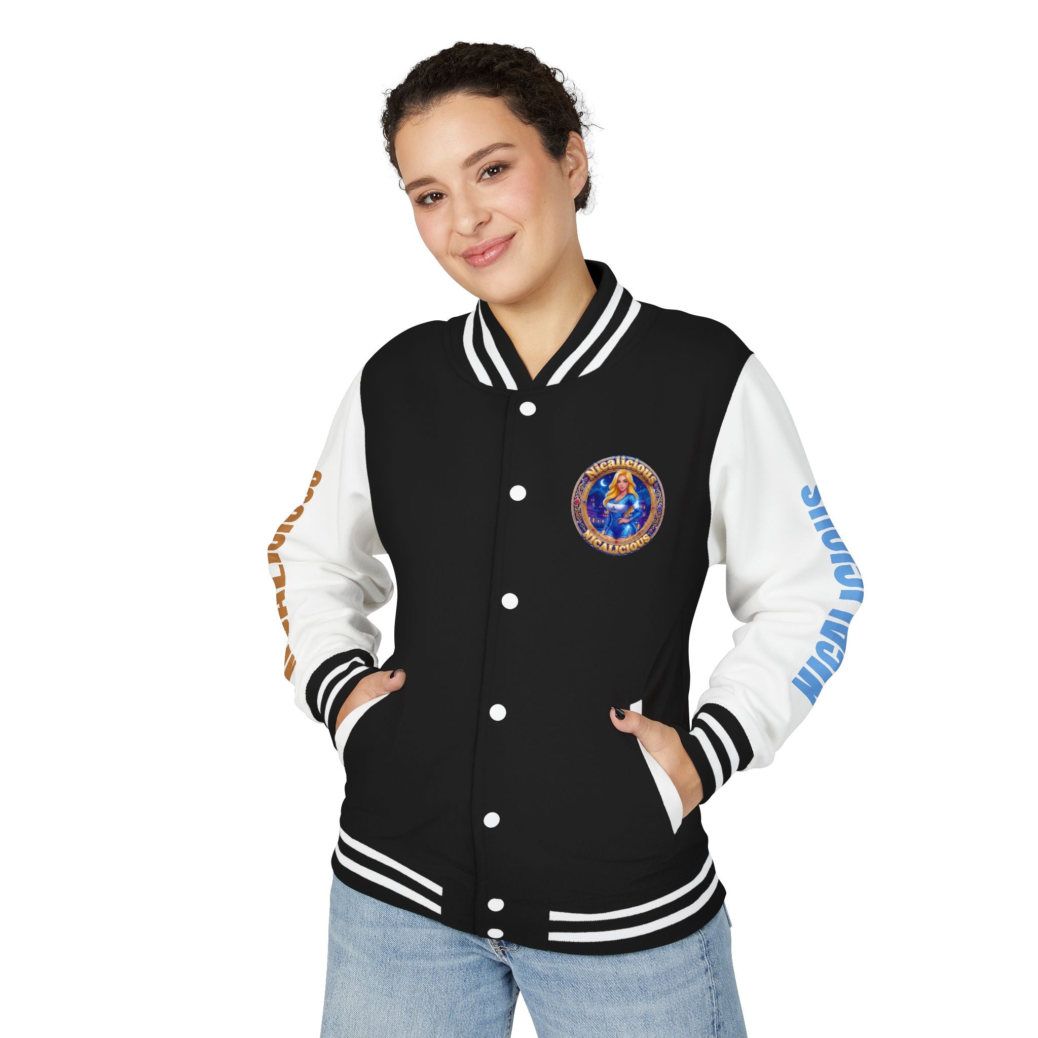 Letterman Jacket — 'Nicalicious' Retro Varsity Jacket with Angel Crest