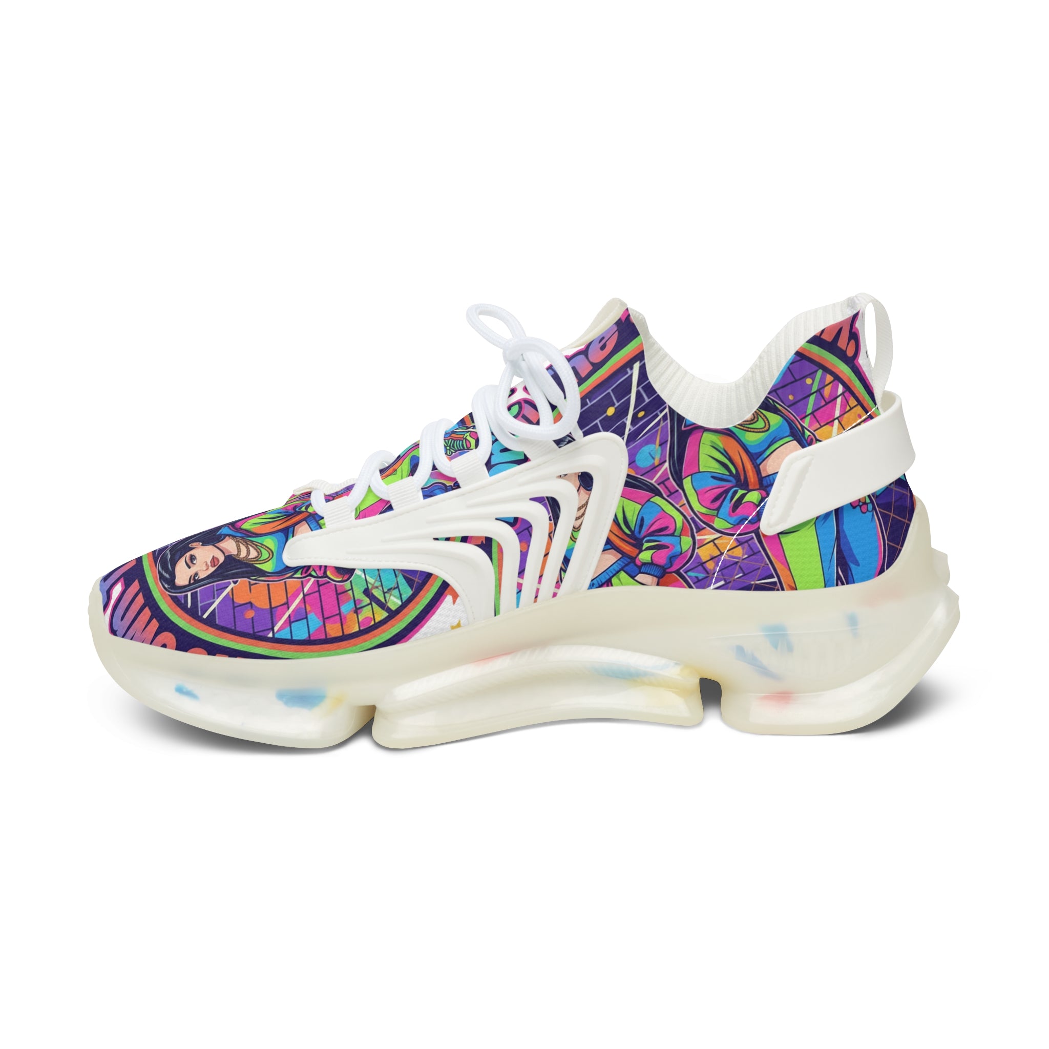 Women’s Mesh Sneakers — "We Own The Sidewalk "Colorful Retro Graphic Streetwear Trainers
