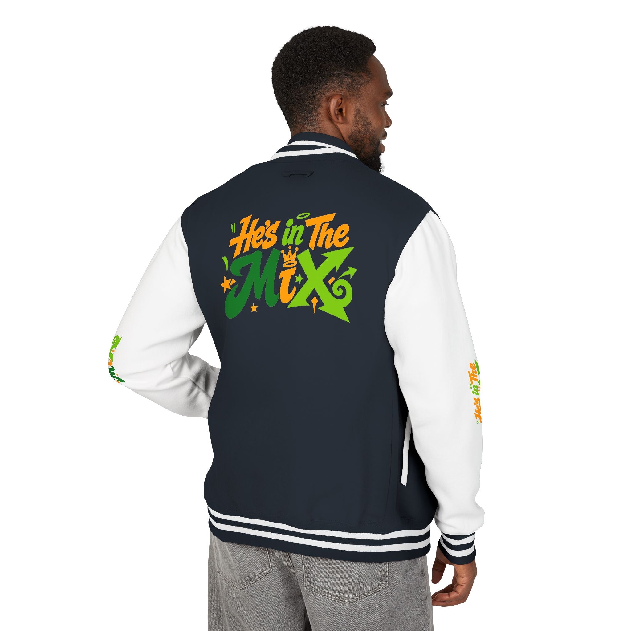 Letterman Jacket - "He's in the Mix" Retro Graffiti Varsity Jacket