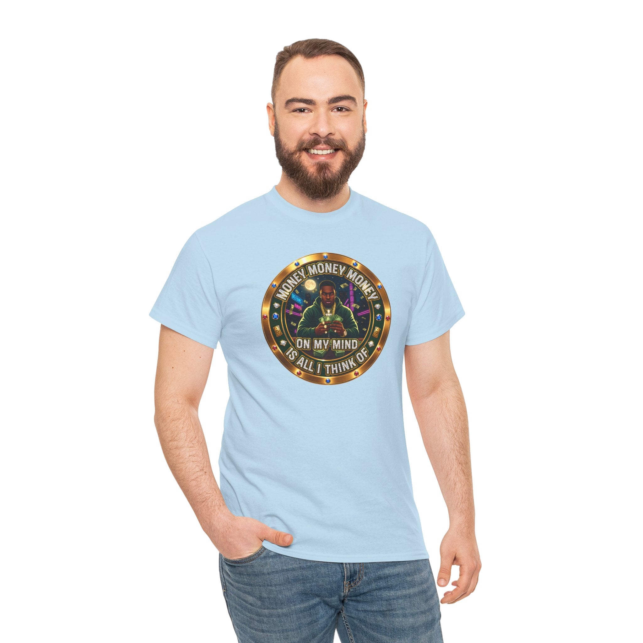 "Money On My Mind" Graphic Tee — Retro Casino Coin Design