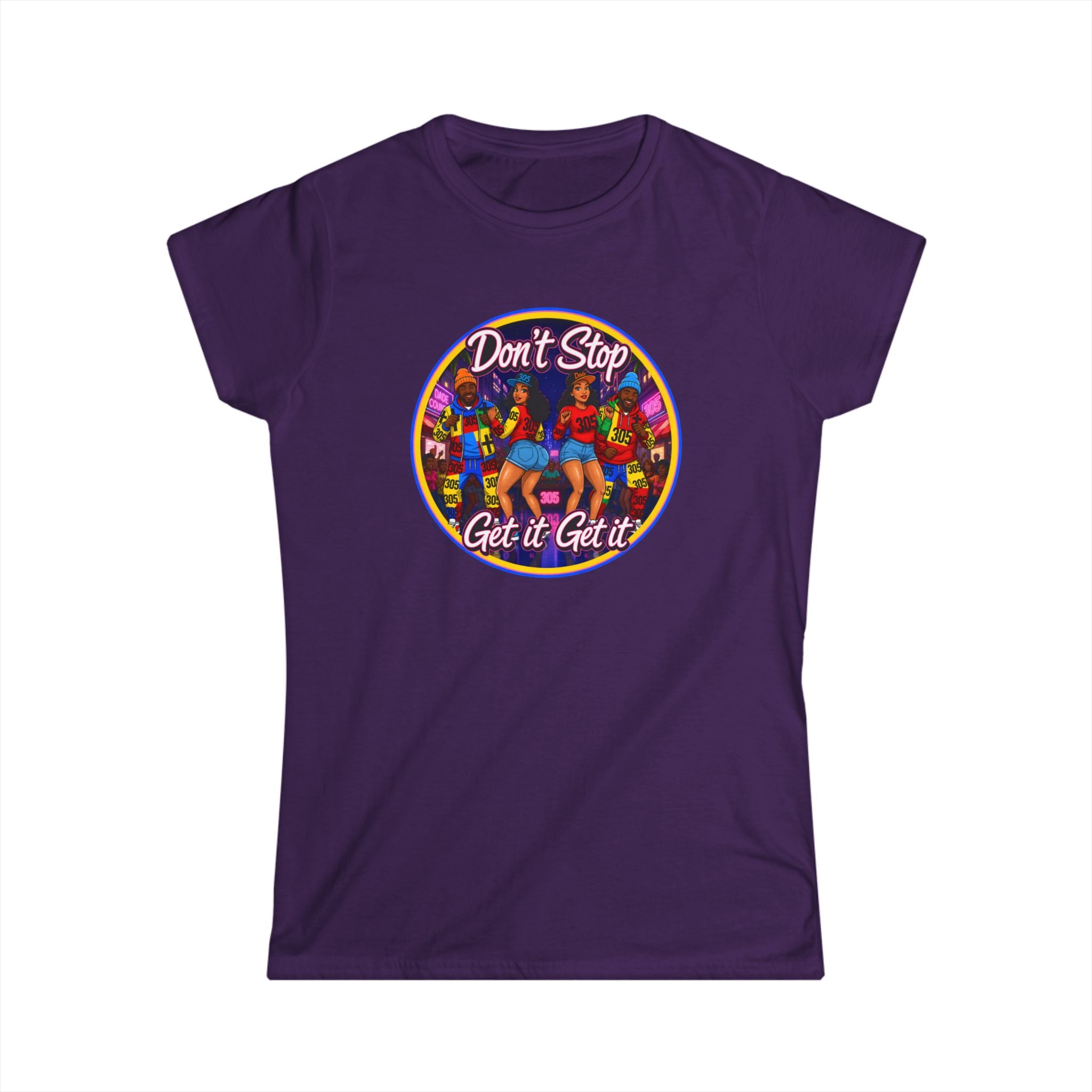 "Don’t Stop Get It Get It" Women’s Tee – Retro Dance Party Graphic Shirt