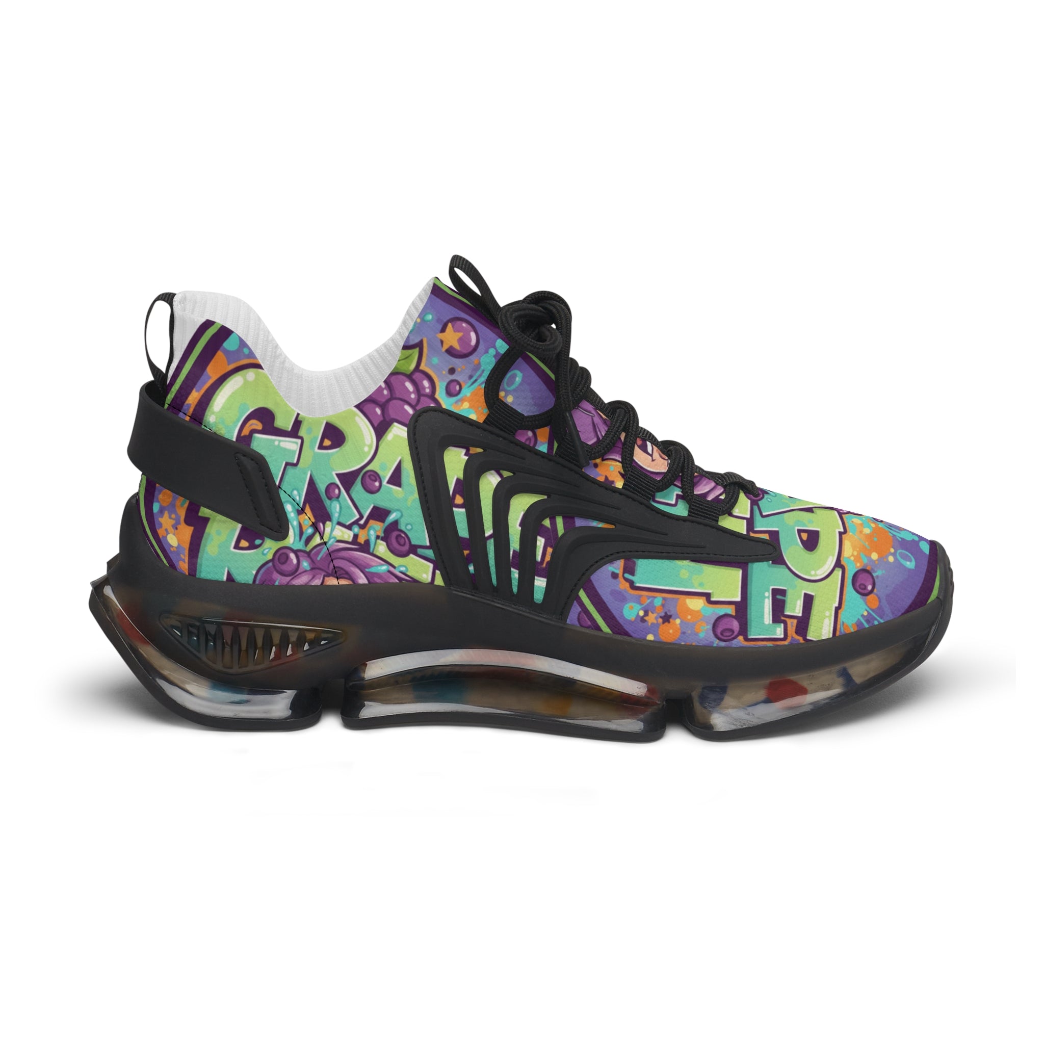Grape Graffiti Mesh Sneakers — " Grape Run" Colorful Streetwear Athletic Shoes