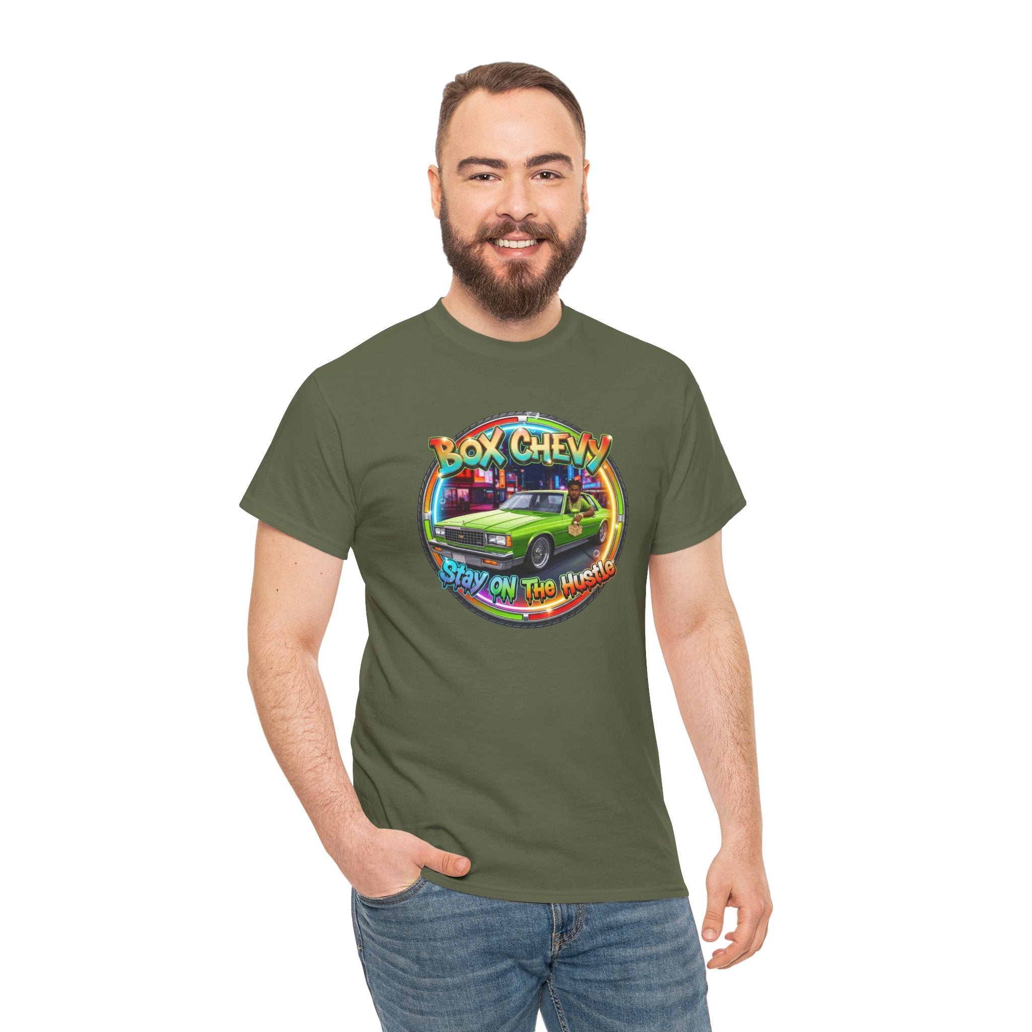 Vintage Chevy Truck Tee — "Box Chevy Stay On The Hustle" Retro Car Graphic Shirt