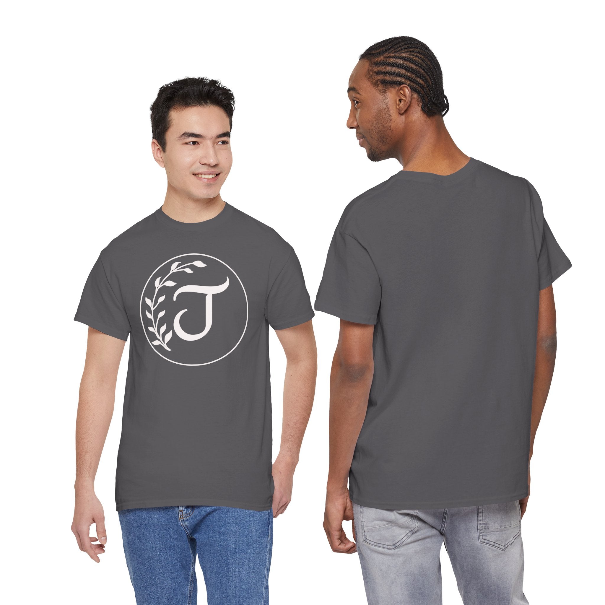 White Tee with Subtle "Floral J " Jesus Christ "— Minimalist Japanese Character T-Shirt