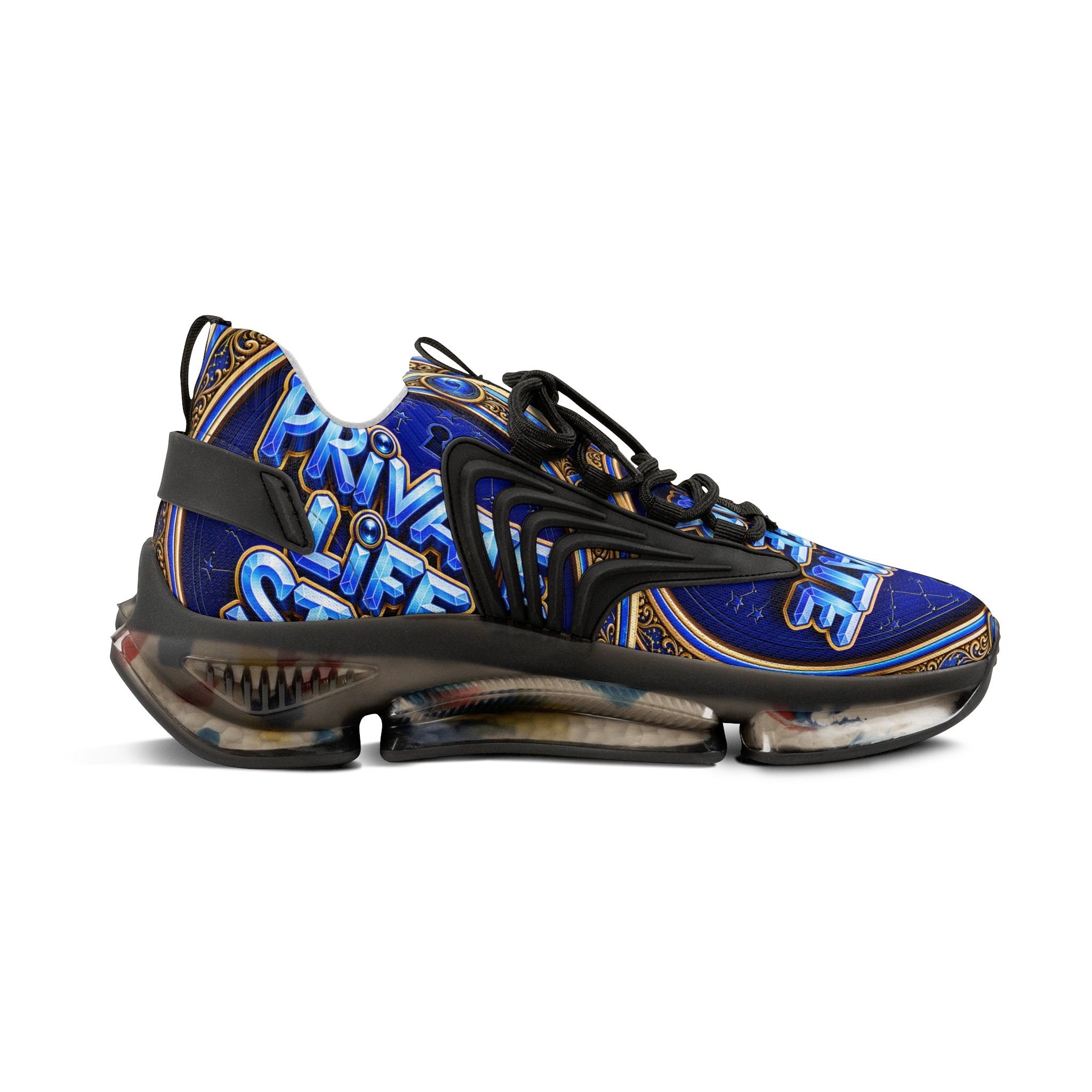 Mesh Sneakers — 'Private Life Style "Bold Blue Graphic Athletic Shoes